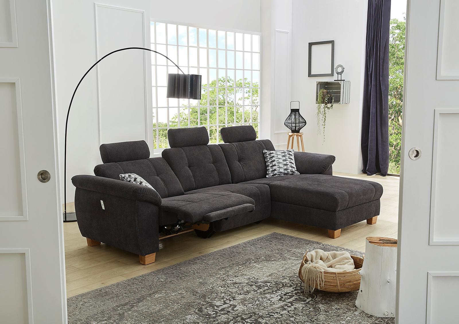 Jockenhöfer Gruppe Canapé d'angle »Savona L-Form, B: 299  cm« avec fonction relax électrique, USB, 2 coussins décoratifs & 3 appuie-têtes