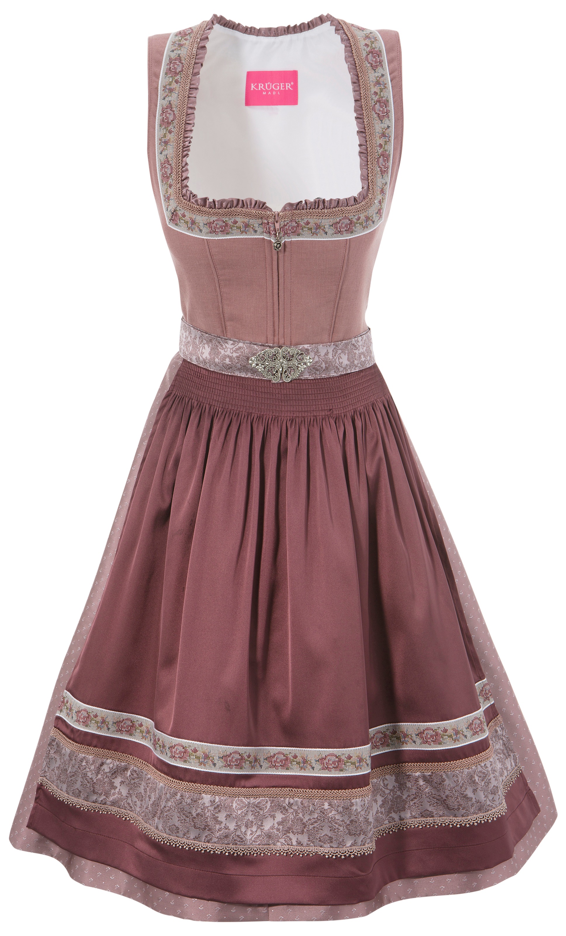 Dirndl midi mit leicht glänzender Schürze