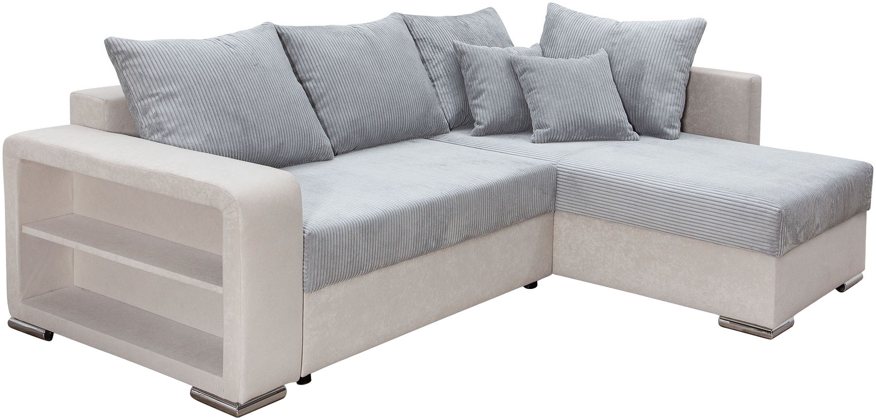 COLLECTION AB Canapé d'angle »John L-Form, B: 226 cm« fonction couchage, coffre à linge, élément de rangement, lumière et 2 coussins décoratifs