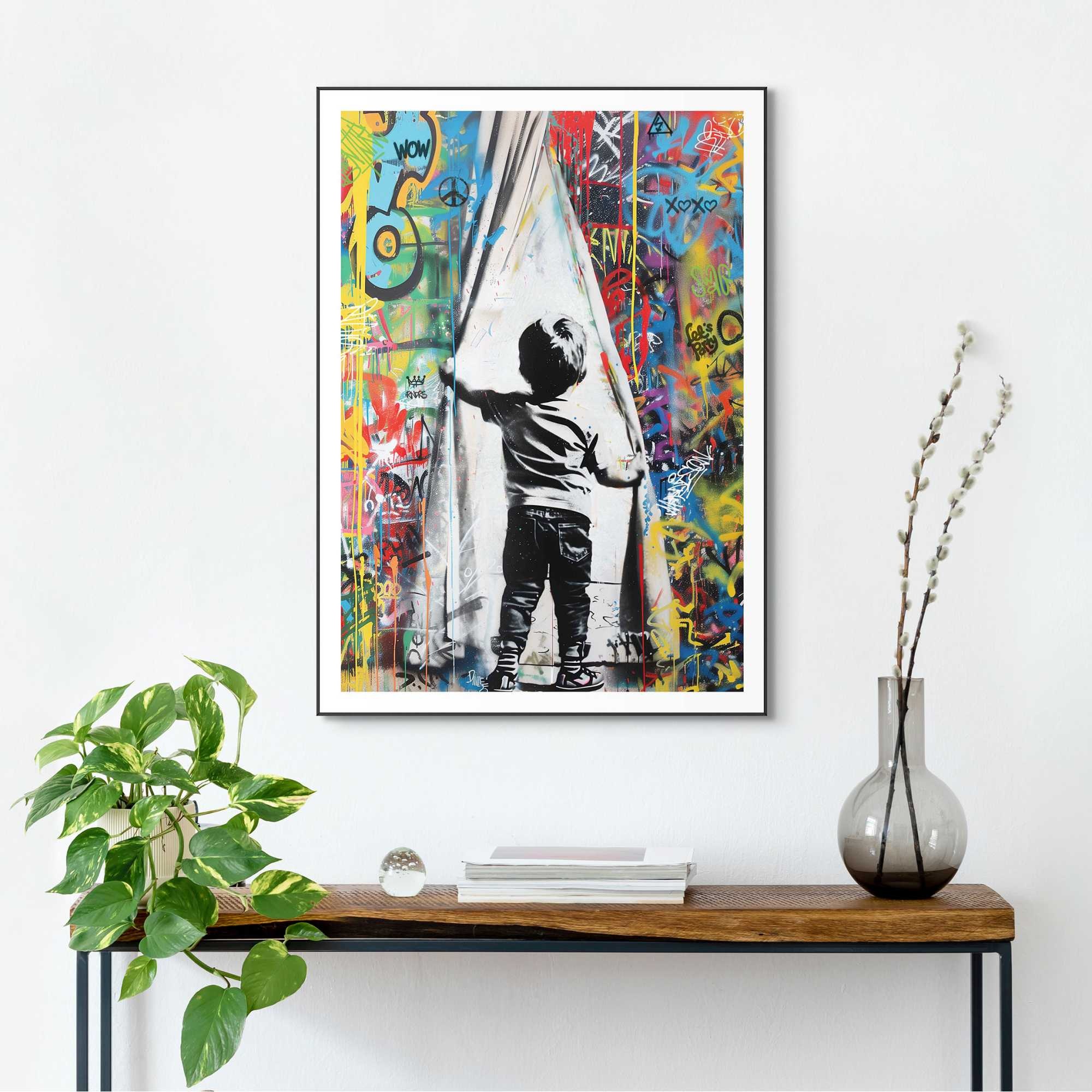 Image of Reinders Bild mit Rahmen "Grafitti Surprise" 1 Stk. tlg. Kinderzimmer - Kind - Vorhang - Mehrfarbig - MDF Street Art - 50x70 cm