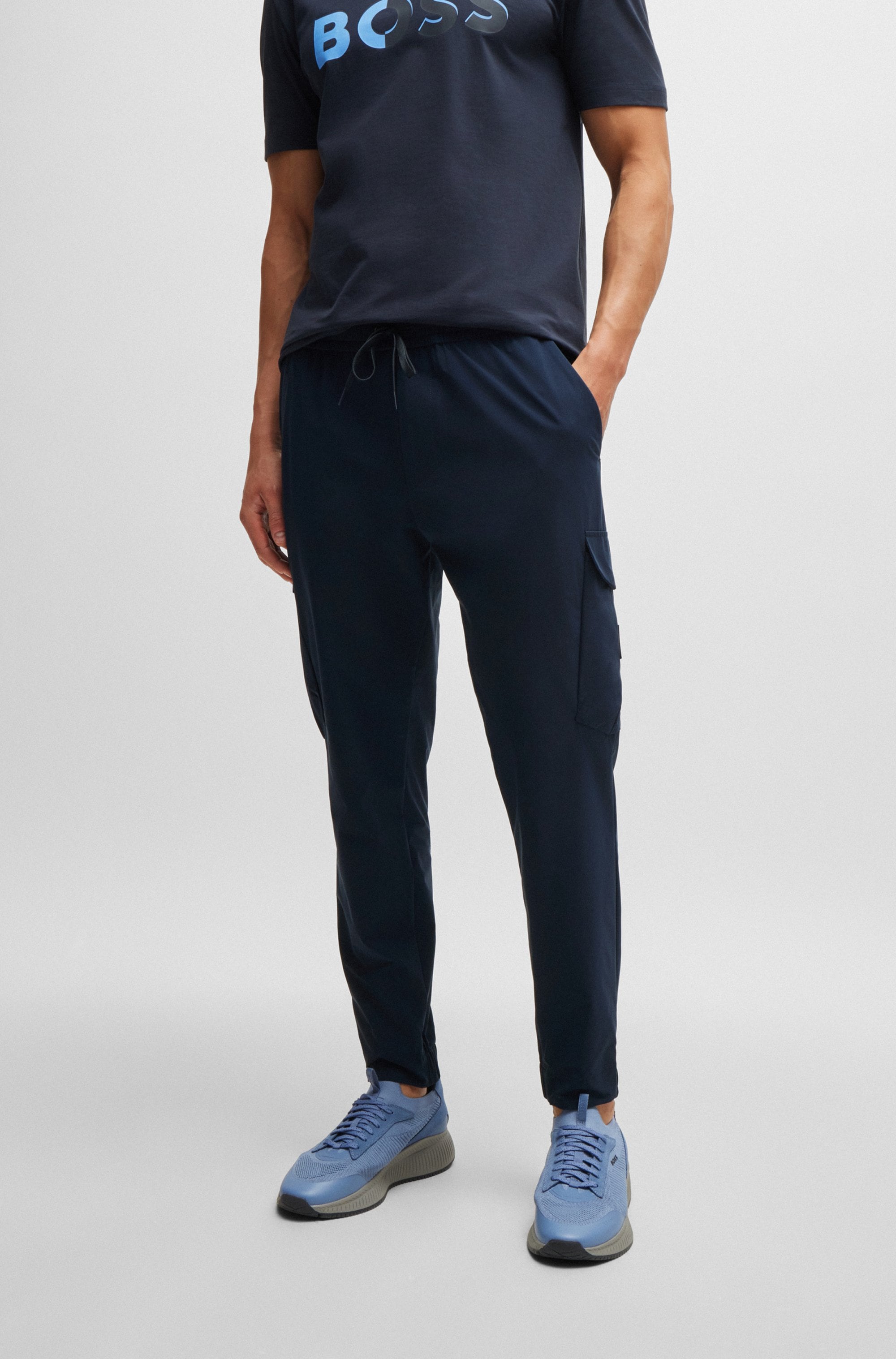 Image of BOSS GREEN Cargohose "T Urbanex-CargoLight" mit elastischem Bund und Kordelzug Cargohose Sweatpants Stretchhose