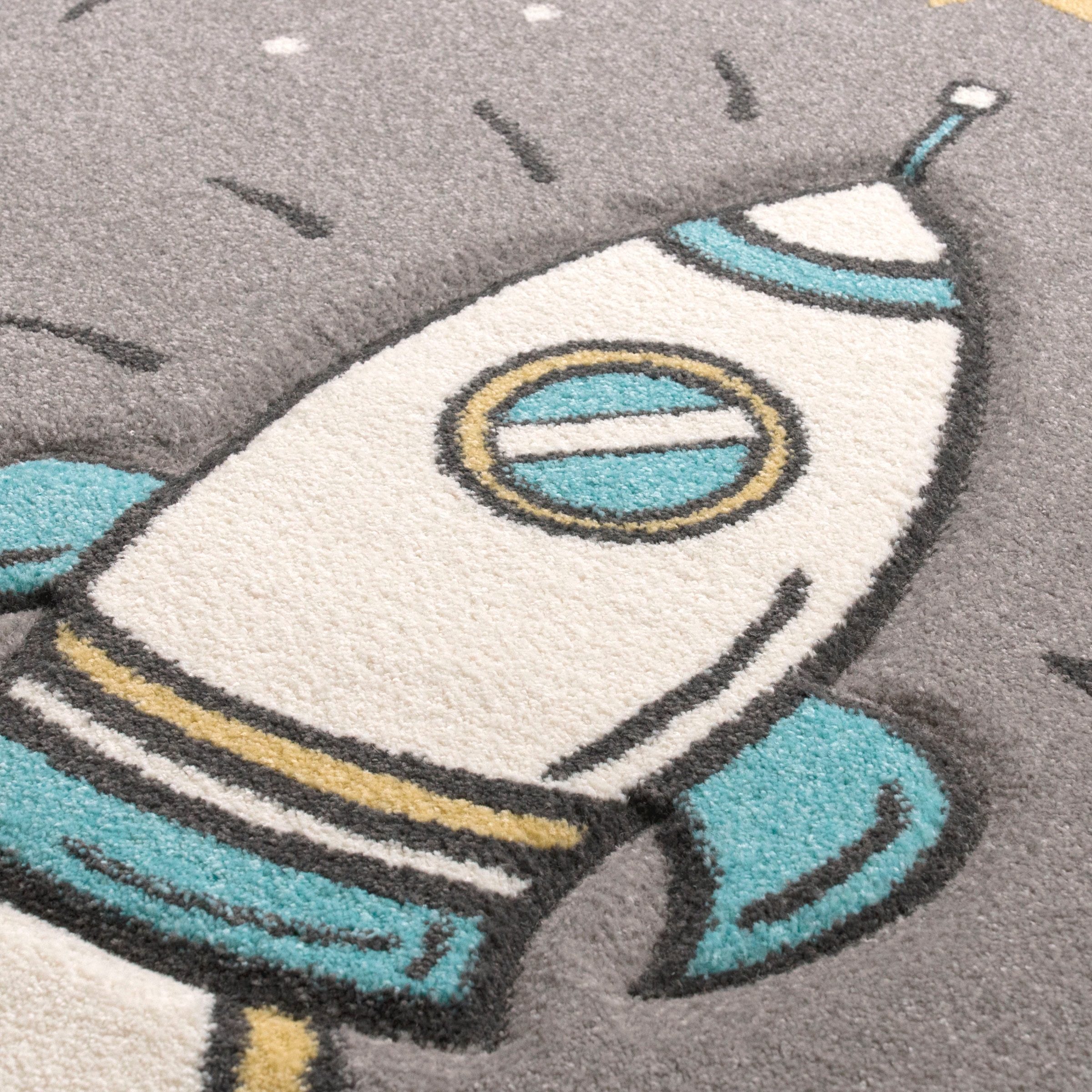 Paco Home Kinderteppich »Diamond 100«, rechteckig, 18 mm Höhe, 3D-Design, Motiv Weltraum, Rakete & Astronaut, Kinderzimmer