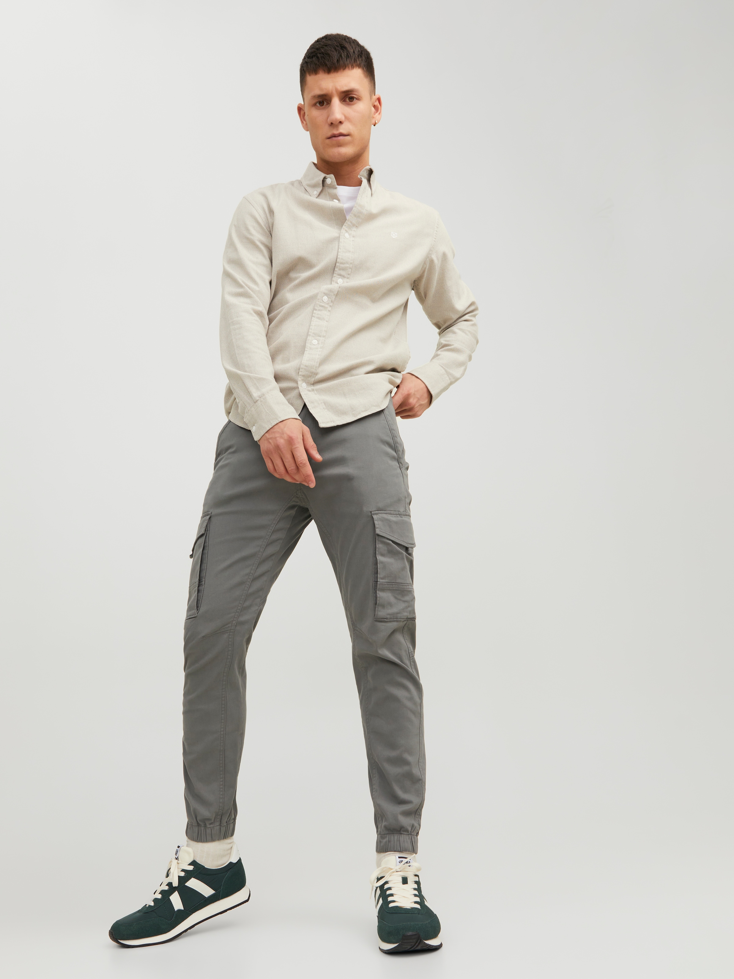 Jack & Jones Pantalon cargo »JPSTPAUL JJFLAKE CARGO NOOS«  mélange coton, coupe régulière