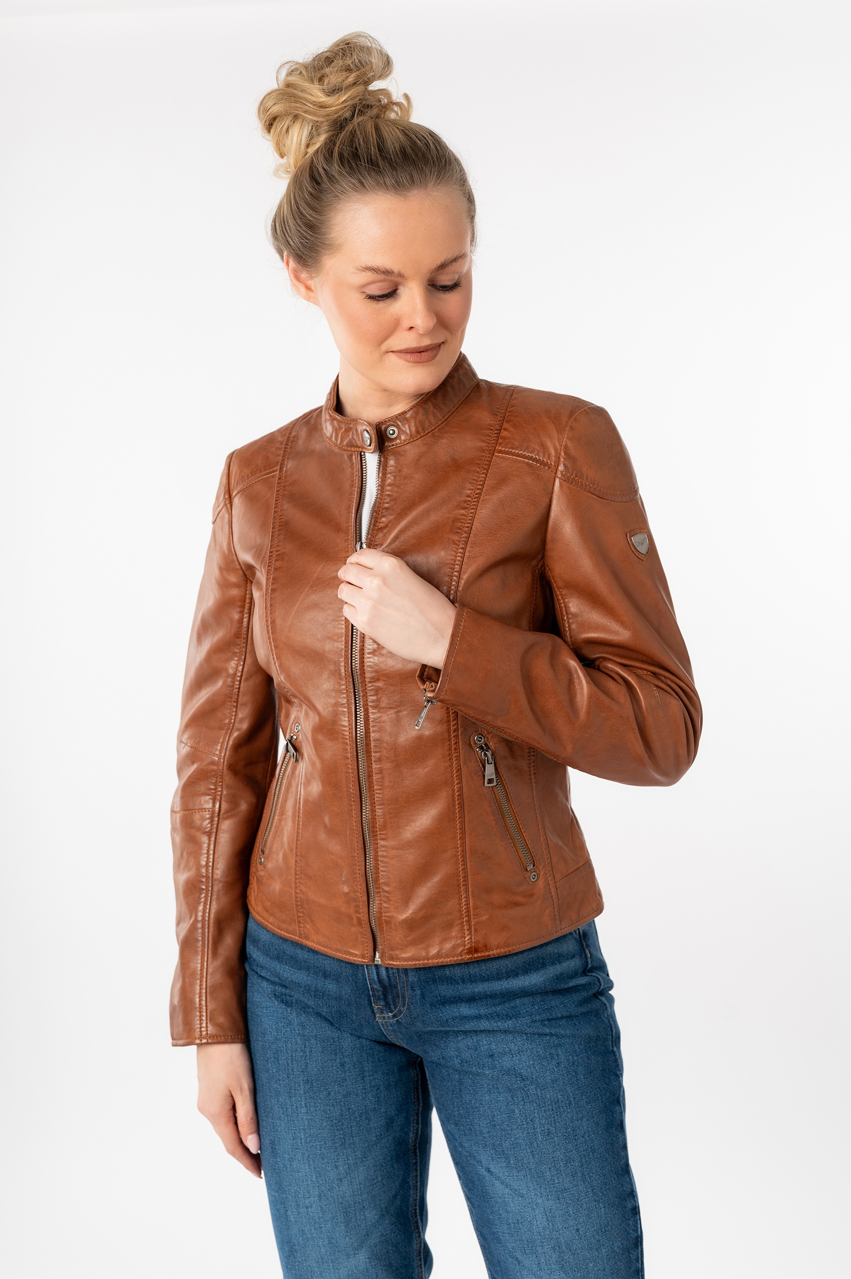 Image of Mauritius Lederjacke "MWKeili" mit Stehkragen & Drucker