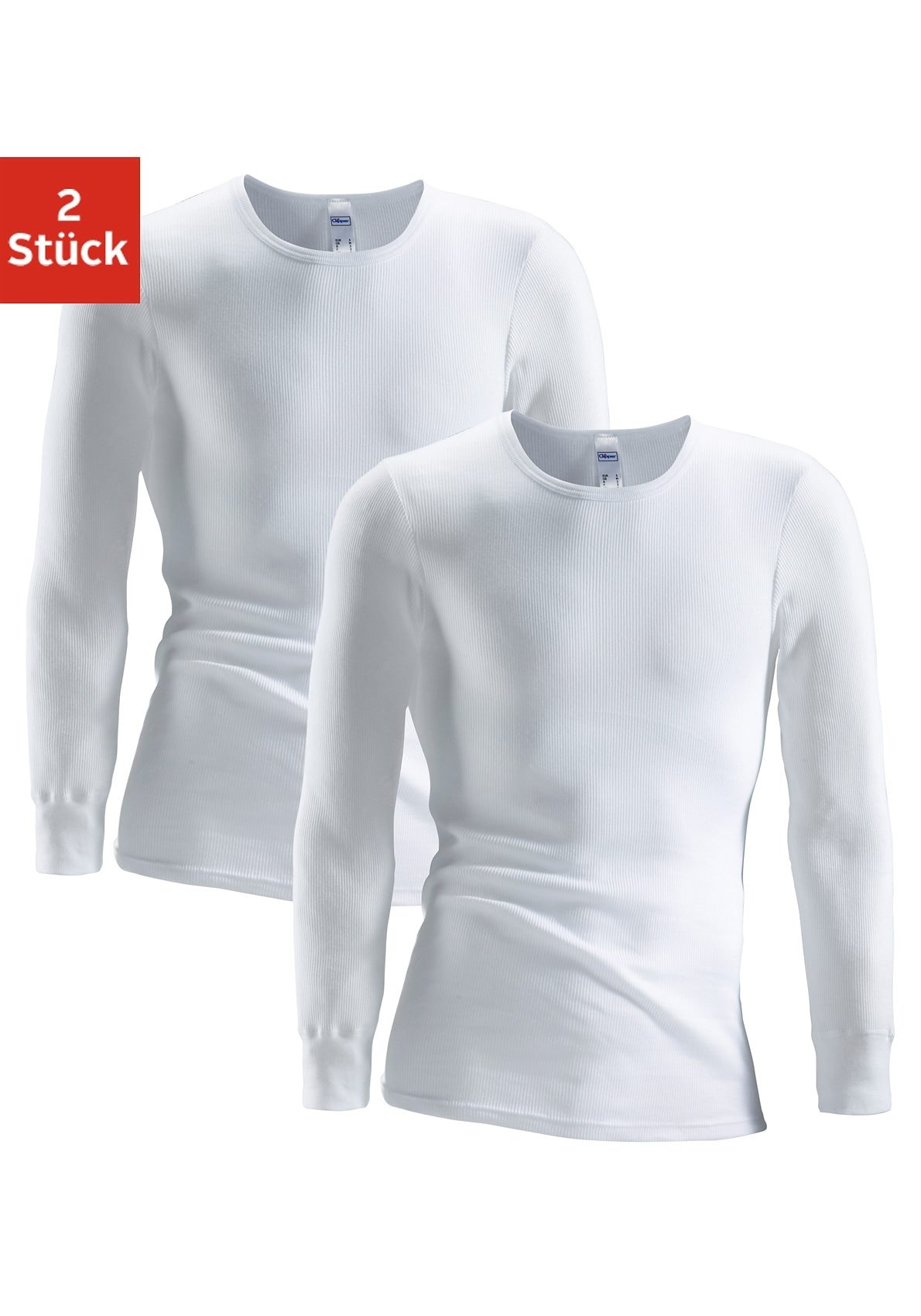 Image of Clipper Unterhemd 2 Stk. schlichtes Basic, Unterziehshirt - in Doppelripp, Langarmshirt