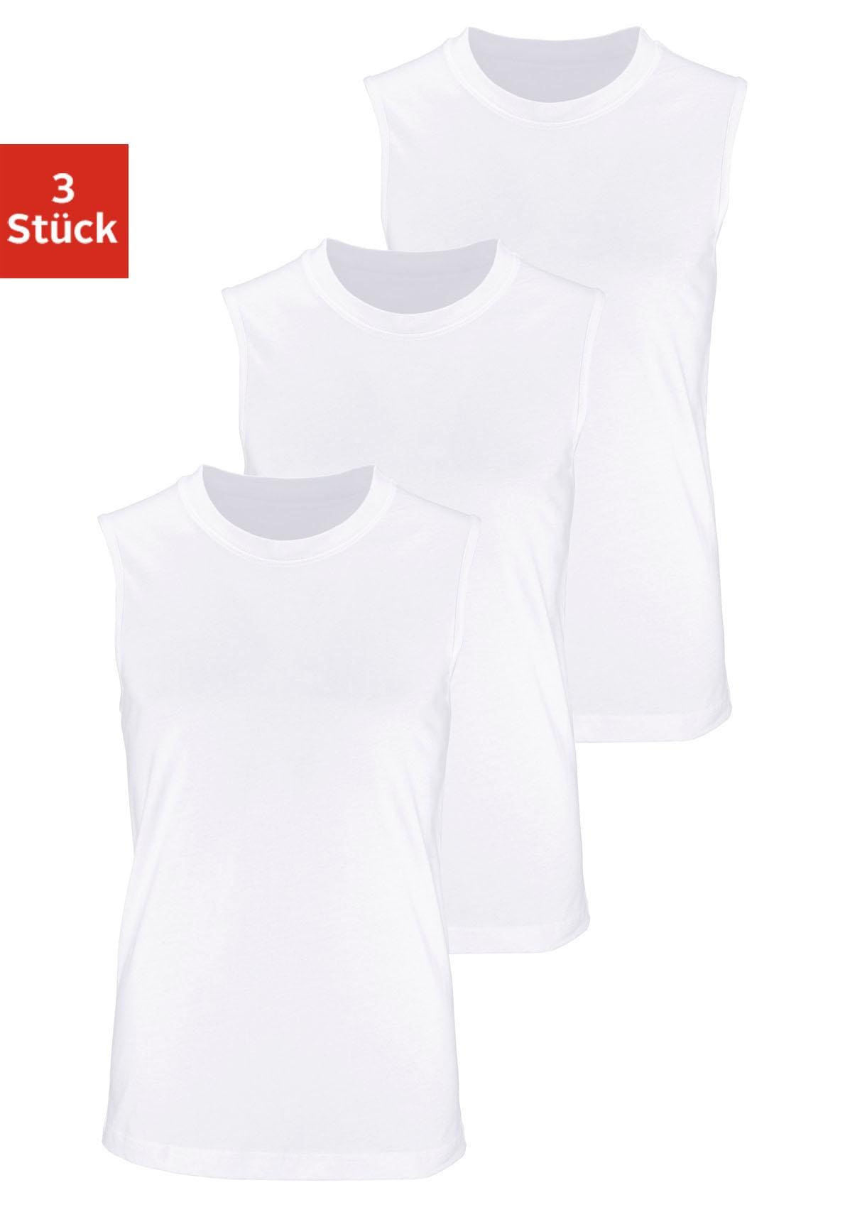 Image of H.I.S Muscleshirt ", Unterziehshirt, Unterhemd für Herren" Packung, 3er-Pack, 3 Stk. unifarben, Rundhalsausschnitt, aus Baumwolle