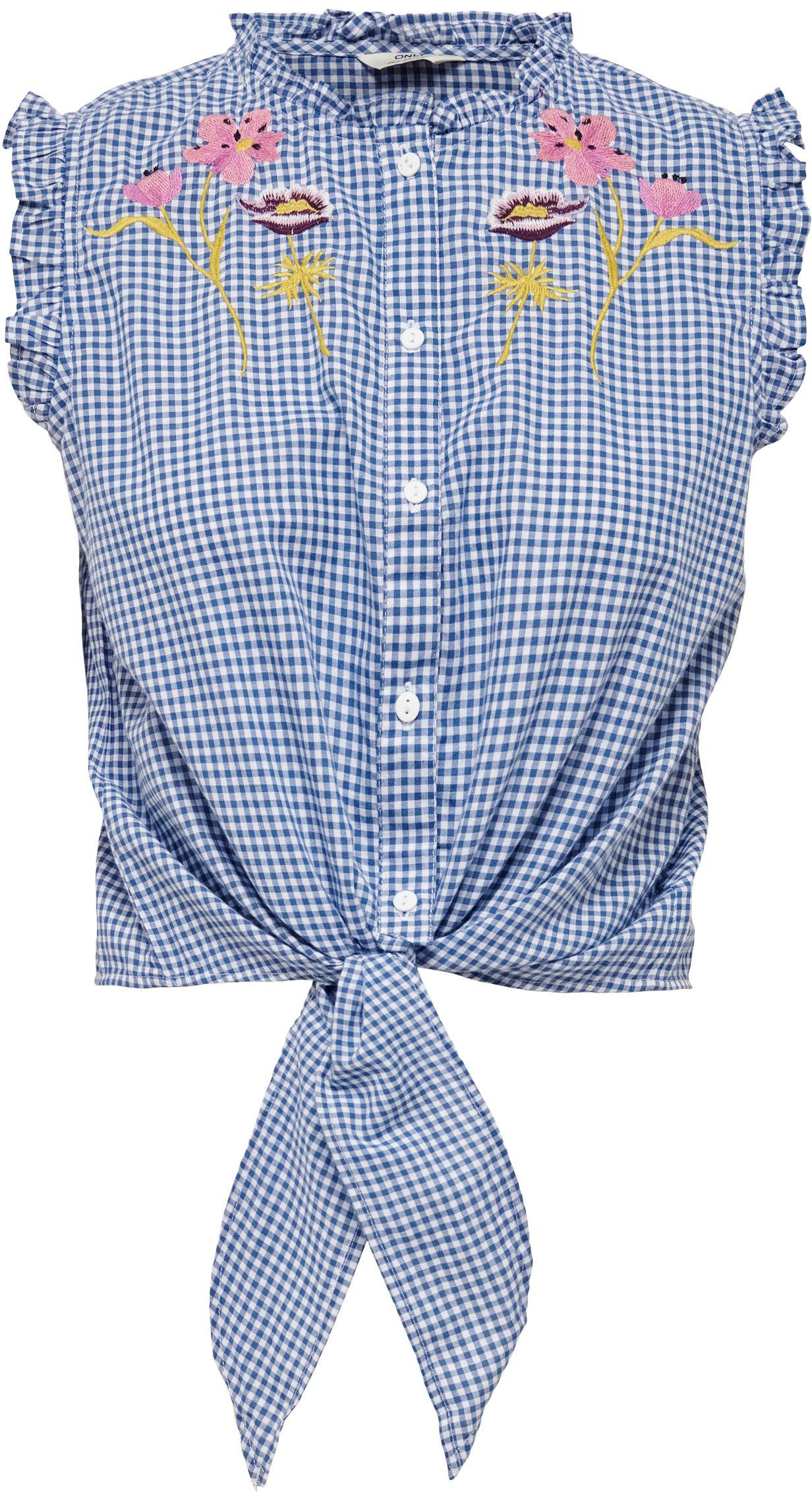 Image of Only Karobluse »ONLSIM SL EMB BUTTON KNOT TOP WVN«, mit Stickerei bei Ackermann Versand Schweiz