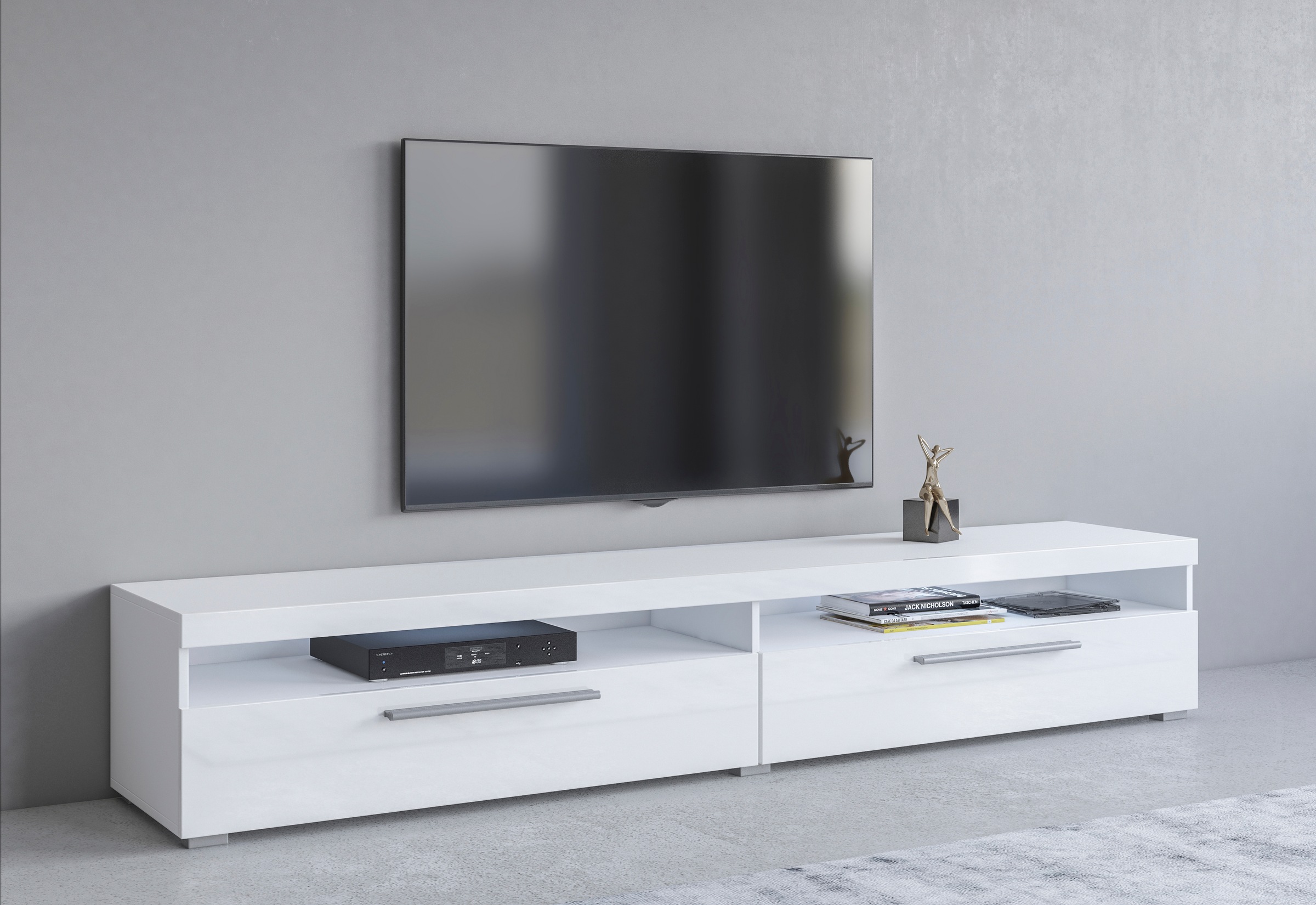 Image of GOODproduct Lowboard "India,Breite 200 cm, stilvolle Fernsehschrank mit offenen Fächern" TV-Board ohne Beleuchtung, TV-Kommode mit viel Stauraum