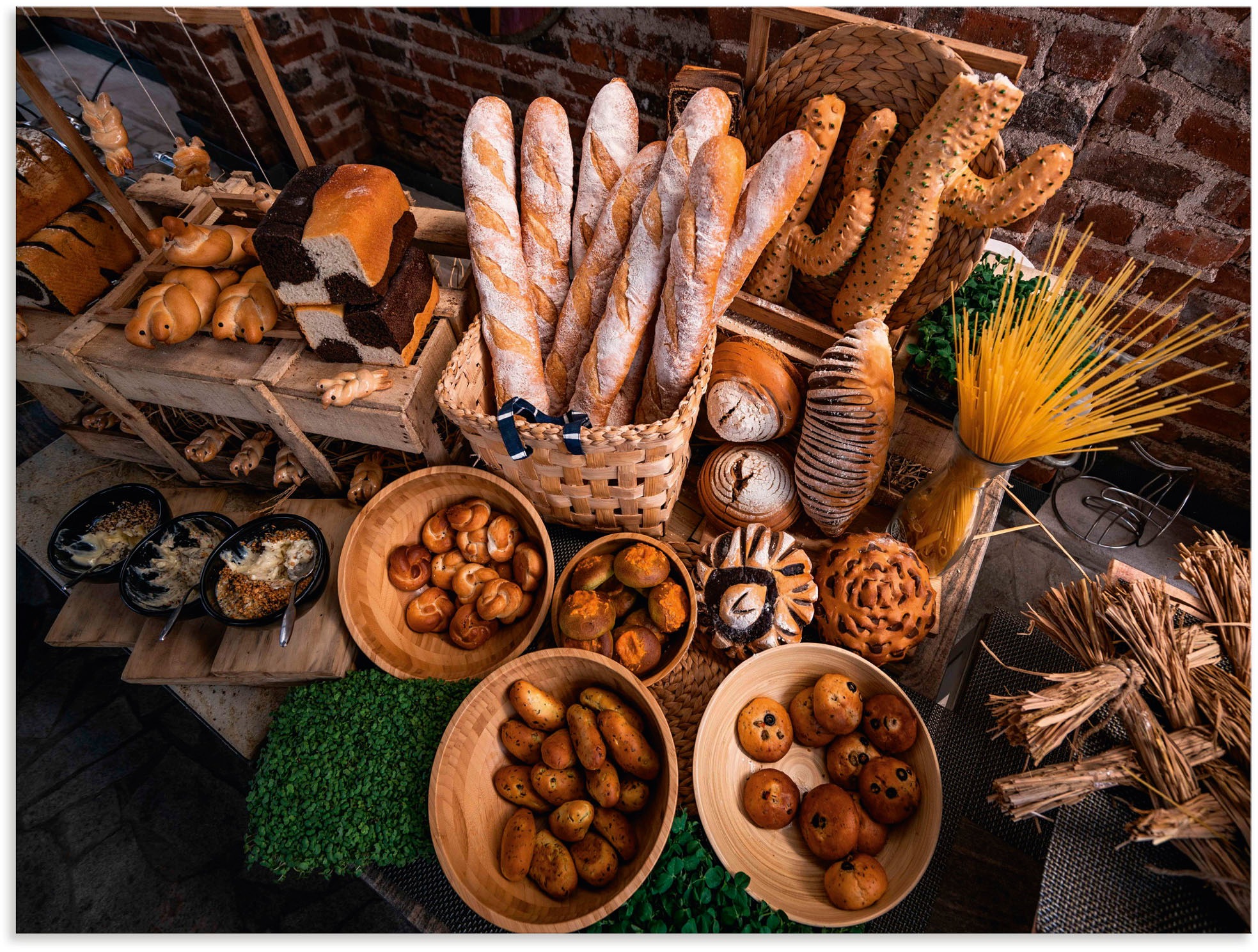 Image of Artland Wandbild »Feines Brotsortiment«, Getreide, (1 St.), in vielen Grössen & Produktarten - Alubild / Outdoorbild für den Aussenbereich, Leinwandbild, Poster, Wandaufkleber / Wandtattoo auch für Badezimmer geeignet bei Ackermann Versand Schweiz