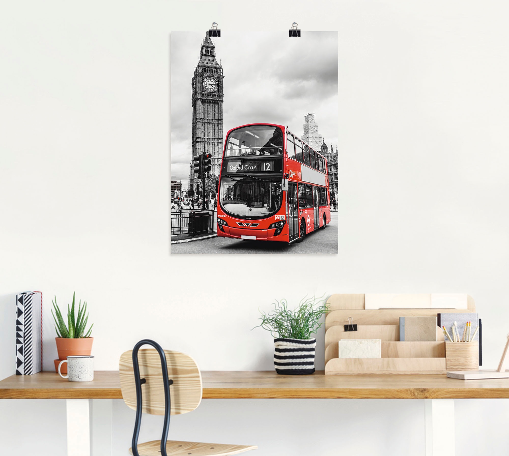Artland Poster »London Bus und Big Ben« Gebäude 1 Stk. tlg. als Leinwandbild, Poster in verschied. Grössen
