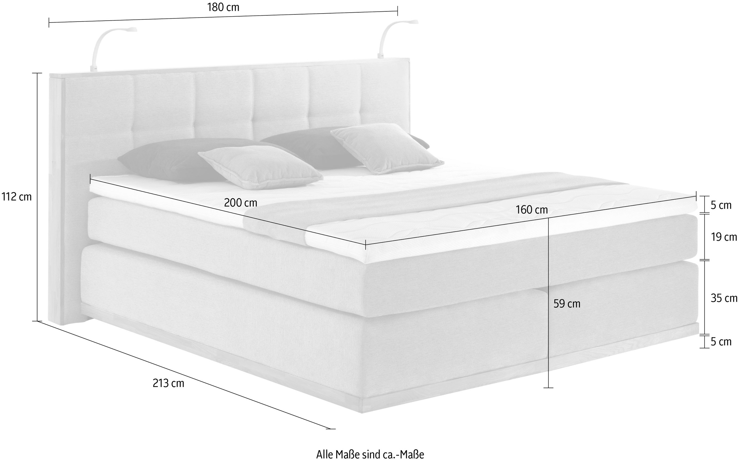 Home affaire Lit boxspring »Vinton« en chêne, avec éclairage LED, différents degrés de dureté (également H4)