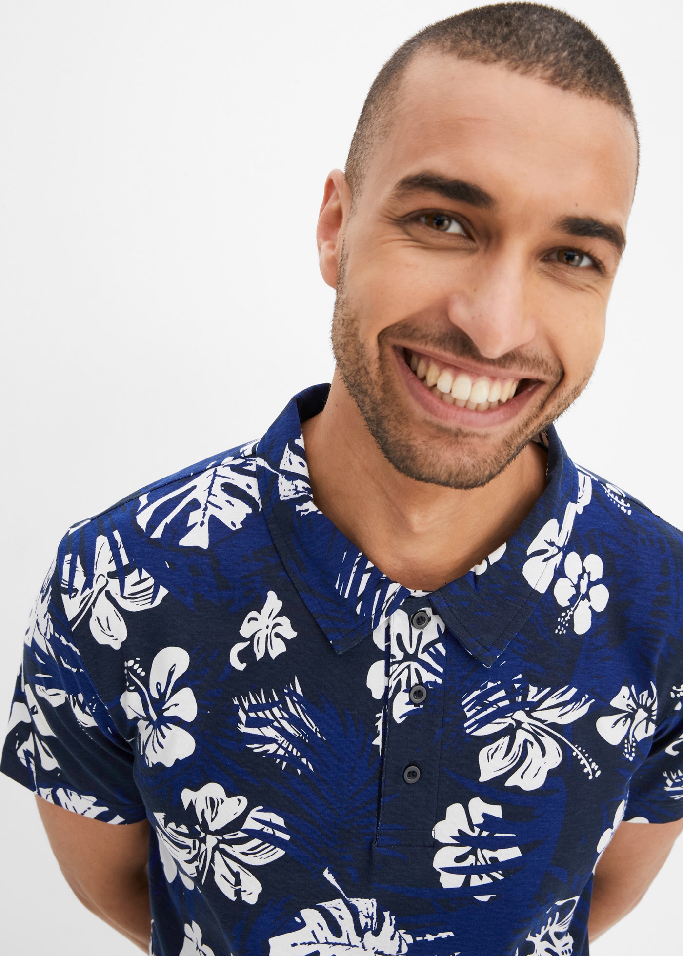 Image of bonprix Poloshirt Kurzarm, mit Polokragen mit Knopfleiste, aus Baumwolle