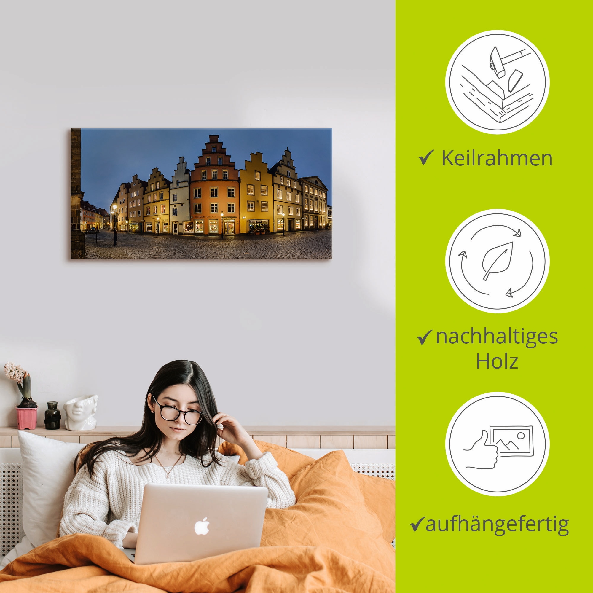 Artland Leinwandbild »Altstadt Osnabrück« Deutschland 1 Stk. tlg. auf Holzrahmen gespannt