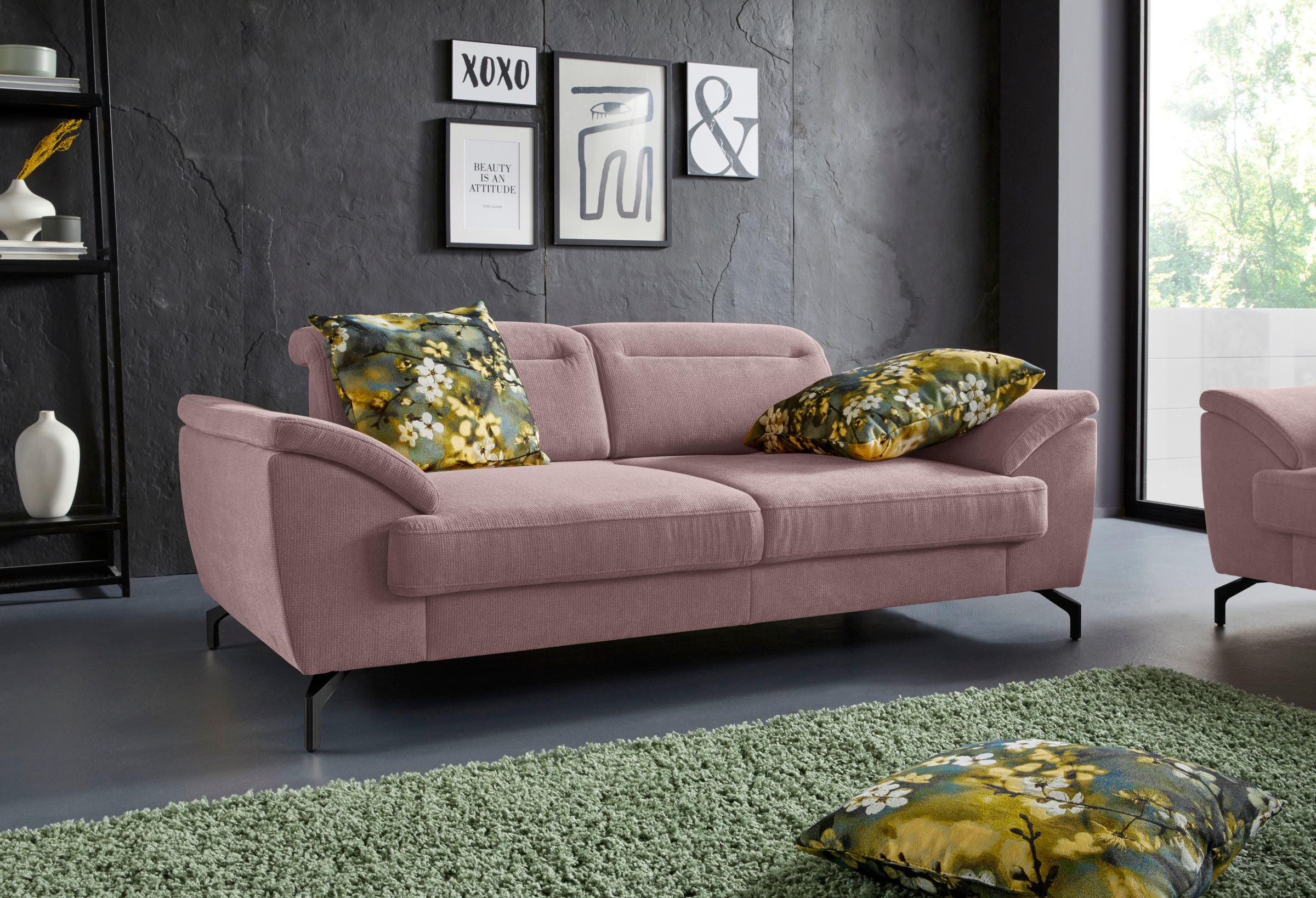sit&more 2,5-Sitzer »Percy«, 15 cm Fusshöhe, Sitztiefenverstellung, wahlweise Kopfteilverstellung