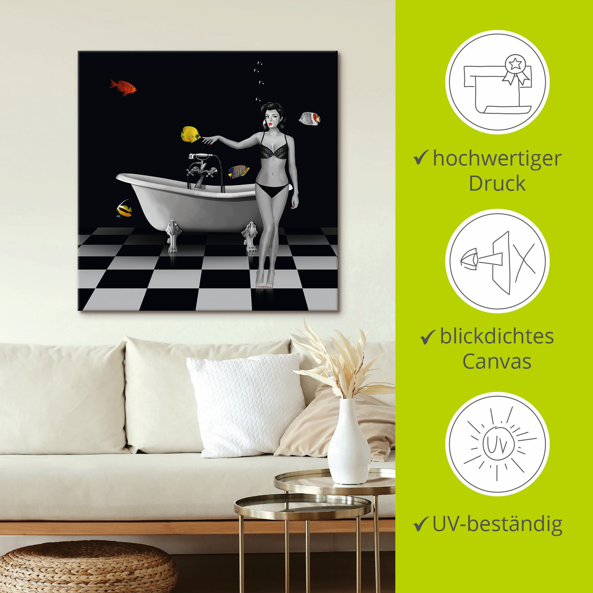 Artland Wandbild »Ein Badezimmer für Fische«, Frau, (1 St.), als Alubild, Outdoorbild, Leinwandbild in verschied. Grössen