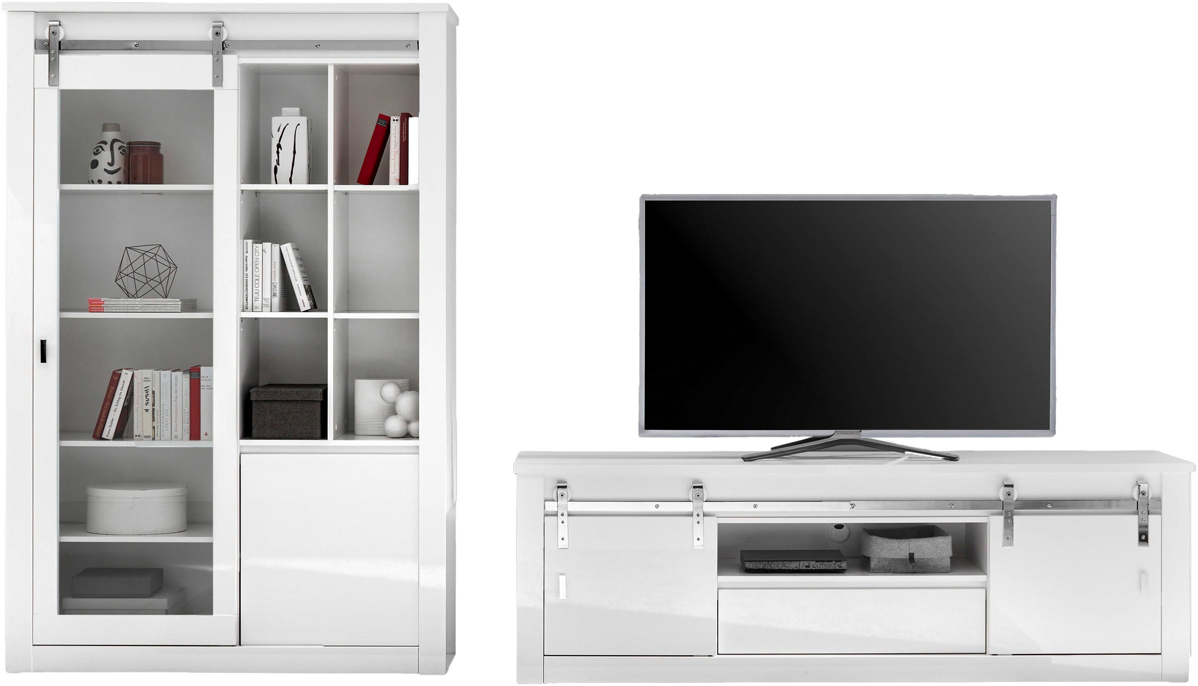 Home affaire Wohnwand »Daytona, moderne Anbauwand, Wohnzimmer-Set in Weiss Hochglanz« Set, 2 Stk. tlg.