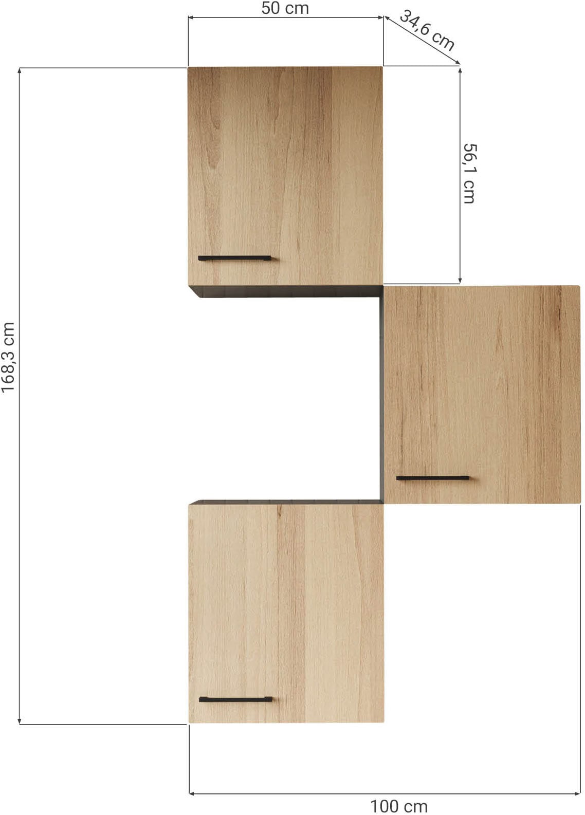 RESPEKTA Hängeschrank »Oliver« zerlegt, mit Soft Close Funktion, 3x 50 cm Oberschränke