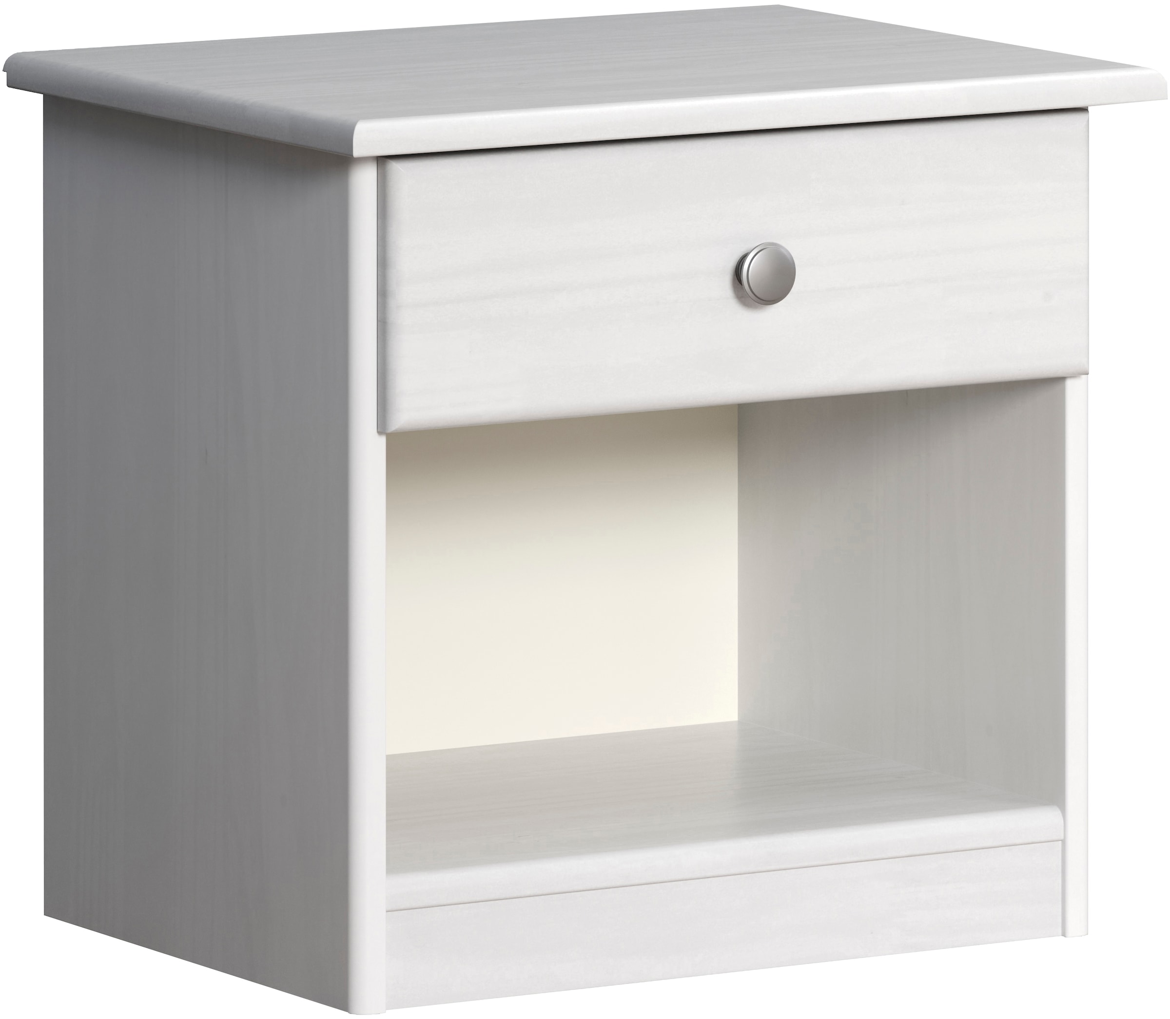 Home affaire Nachtkommode »Delsbo Nachtschrank Schrank Schlafzimmer Beistellschrank« Landhaus Design aus Kiefernholz, 1 Stk. tlg. Massivholz Nachttisch Weiss lackiert - Nachtkonsole (B/T/H) 44/34/41 cm