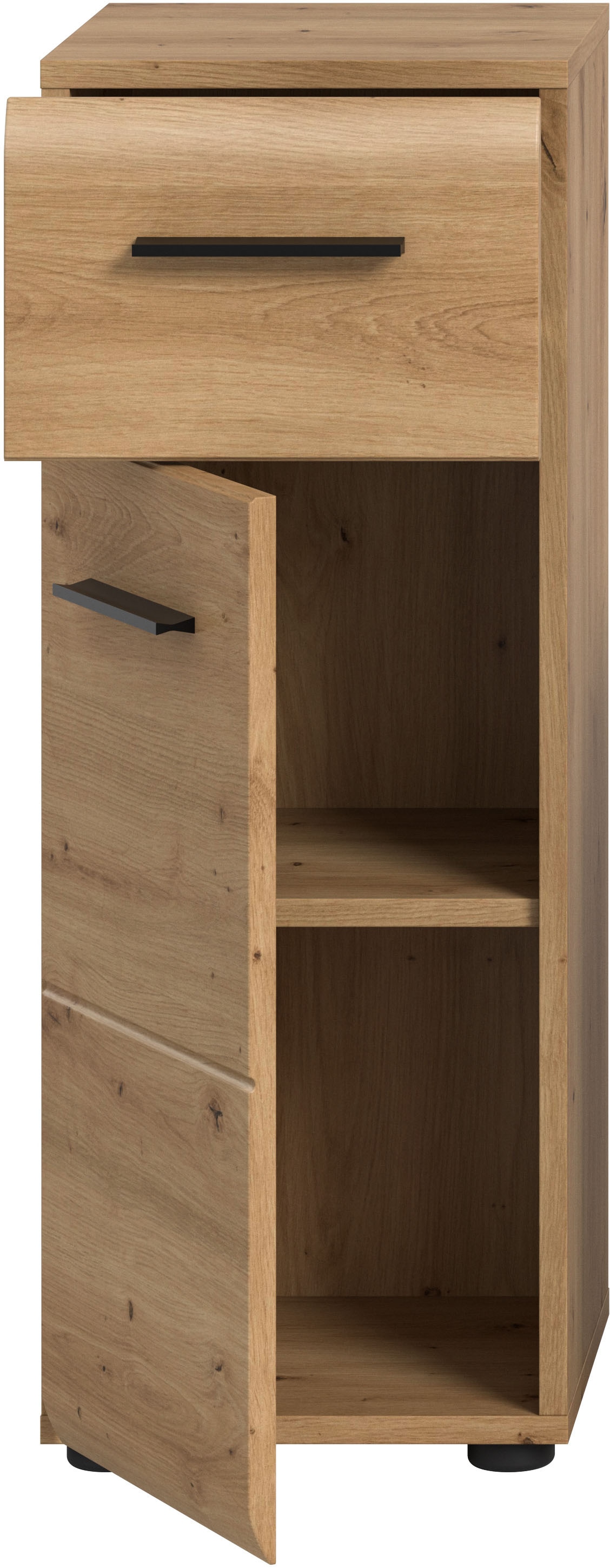 welltime Stauraumschrank »FLORENZ, TOPSELLER!, Höhe 80 cm, 1 Tür, 1 Schubkasten« TOPSELLER!, 1 Stk. tlg. Türanschlag wechselbar, hochwertige MDF Front, Badschrank, Bad