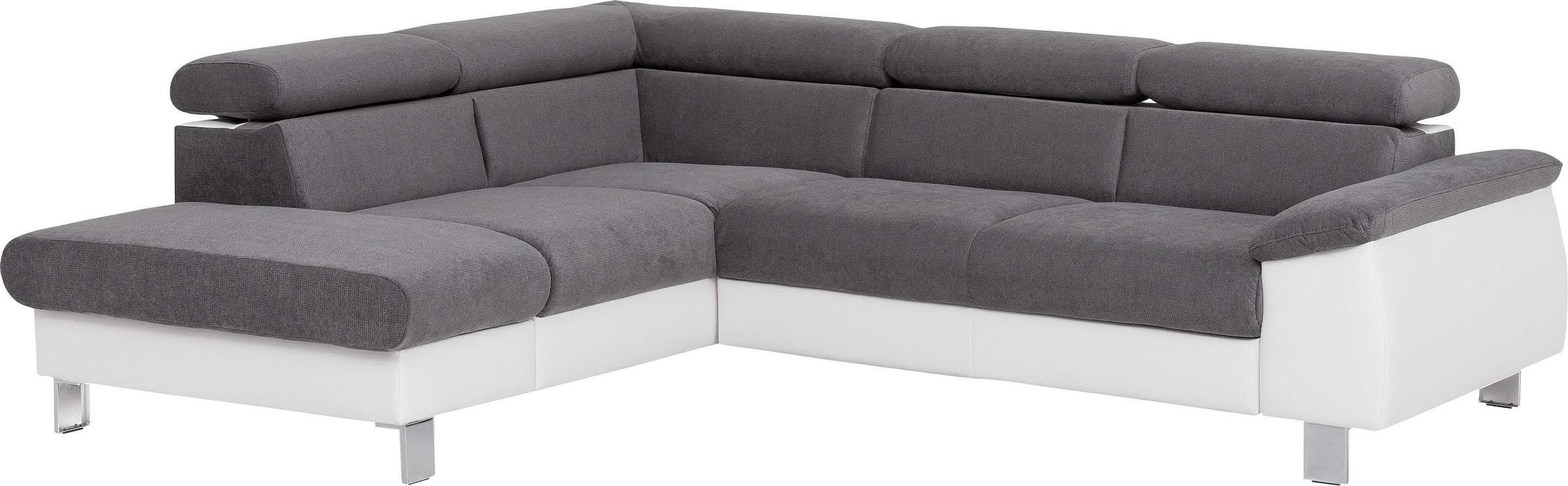 COTTA Polstergarnitur »Komaris L-Form«, (Set), Set bestehend aus: Ecksofa mit Kopfteilverstellung & Hocker