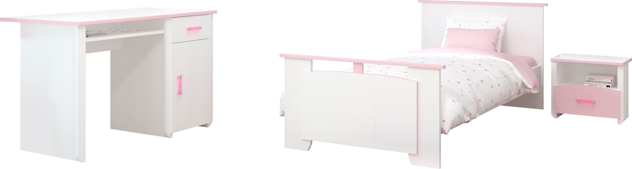 Parisot Jugendzimmer-Set »Biotiful«, (3 tlg., Bett, Nachttisch, Schreibtisch)