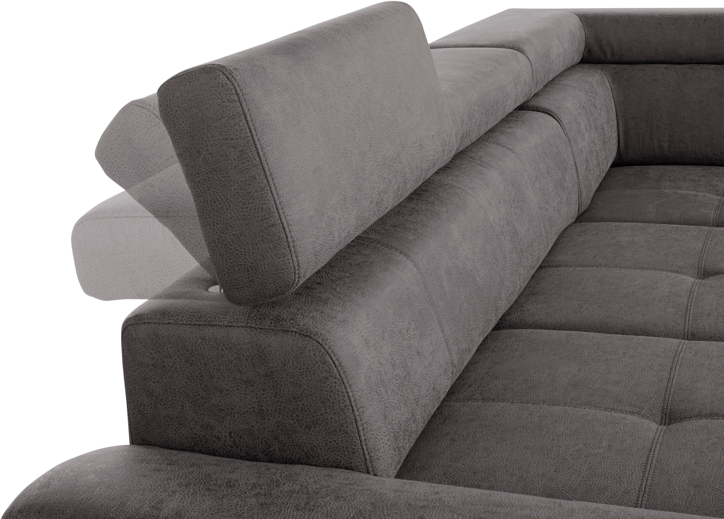 exxpo - sofa fashion Ecksofa »Enya, aufwendige Detailverarbeitung, hoher Sitzkomfort, bequem, L-Form«, mit Kopfteilverstellung, wahlweise Bettfunktion u. Bettkasten