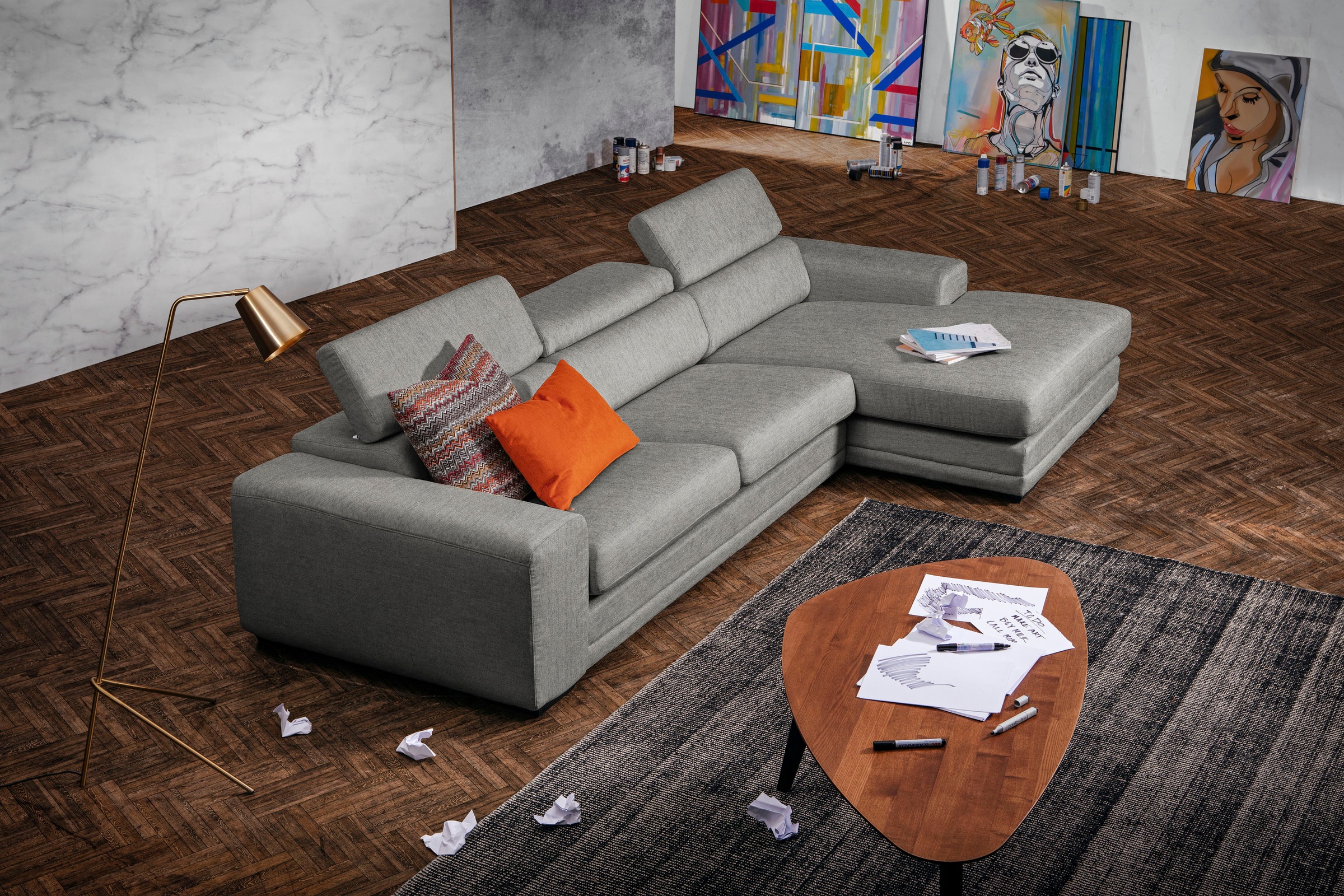 Image of furninova Ecksofa »Ferrari«, inklusive manueller Kopfteilverstellung, im skandinavischen Stil bei Ackermann Versand Schweiz