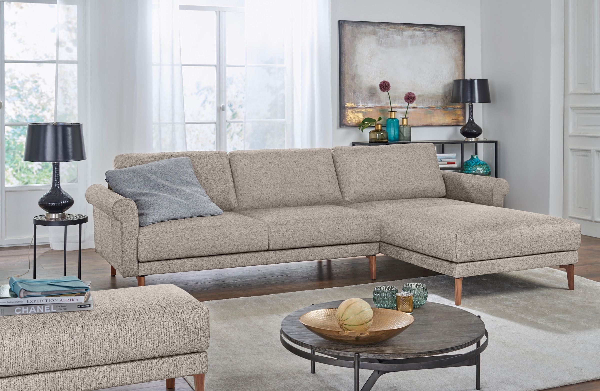Creation BY ROLF BENZ Ecksofa »CR.450, Designecksofa, Polsterecke, L-Form, 282/178 cm (B/T)« abgerundete Armlehne Schnecke, modern Landhaus, Leder oder Chenille