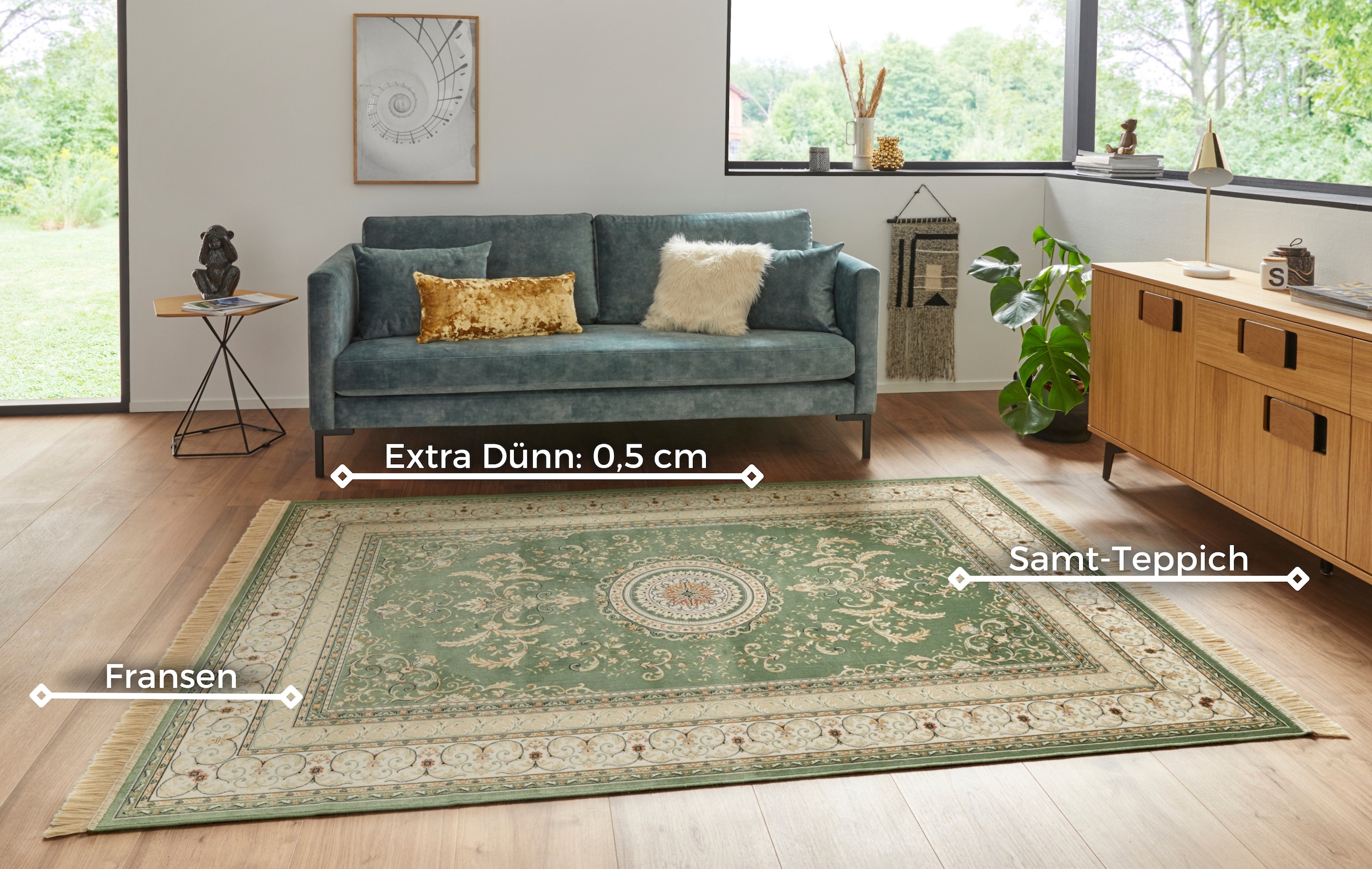 NOURISTAN Teppich »Antik Negar«, rechteckig, 5 mm Höhe, Orientalisch mit Fransen, Orient, Wohnzimmer, Schlafzimmer, Esszimmer