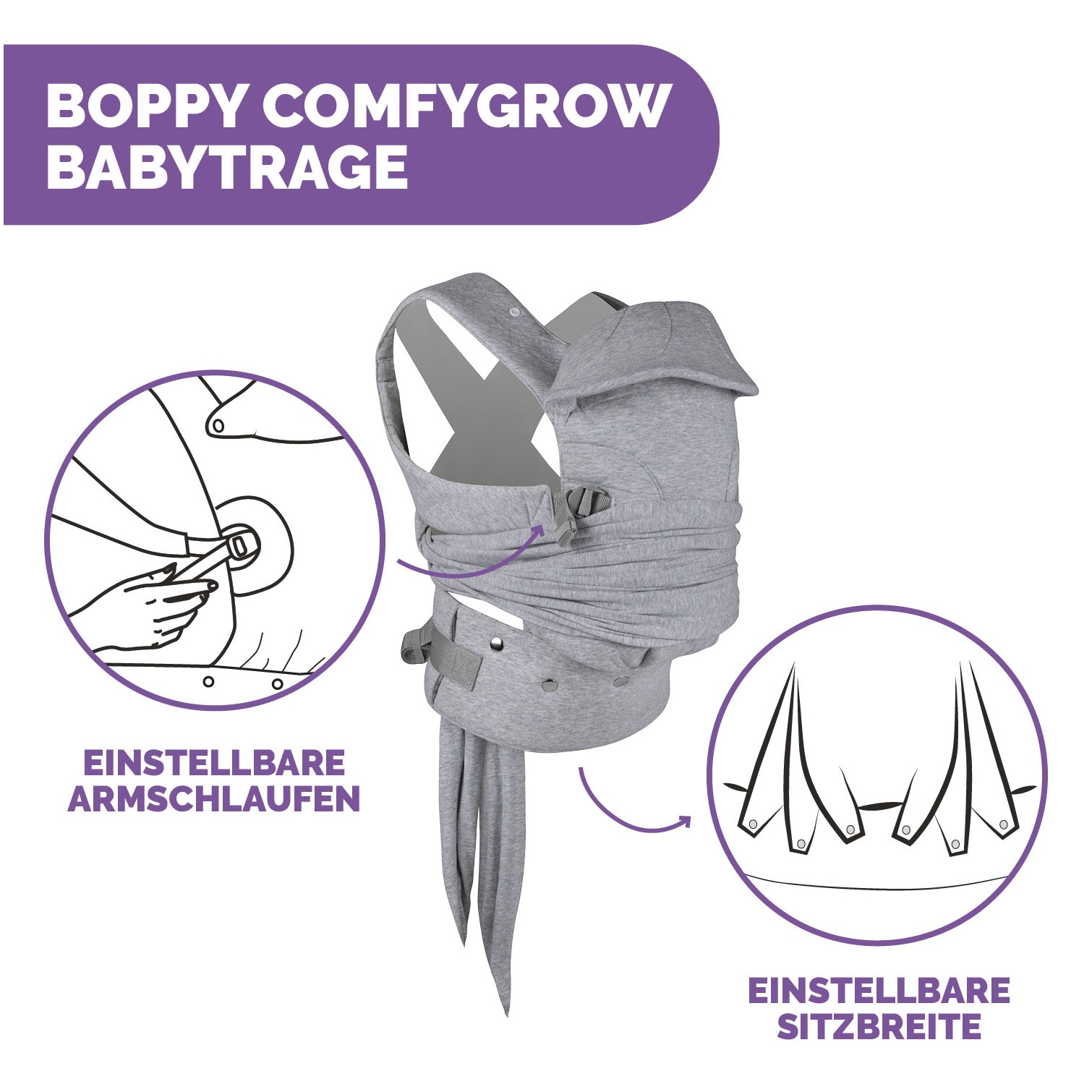 Chicco Porte-bébé »Boppy Comfygrow Grey« bis 15 kilos