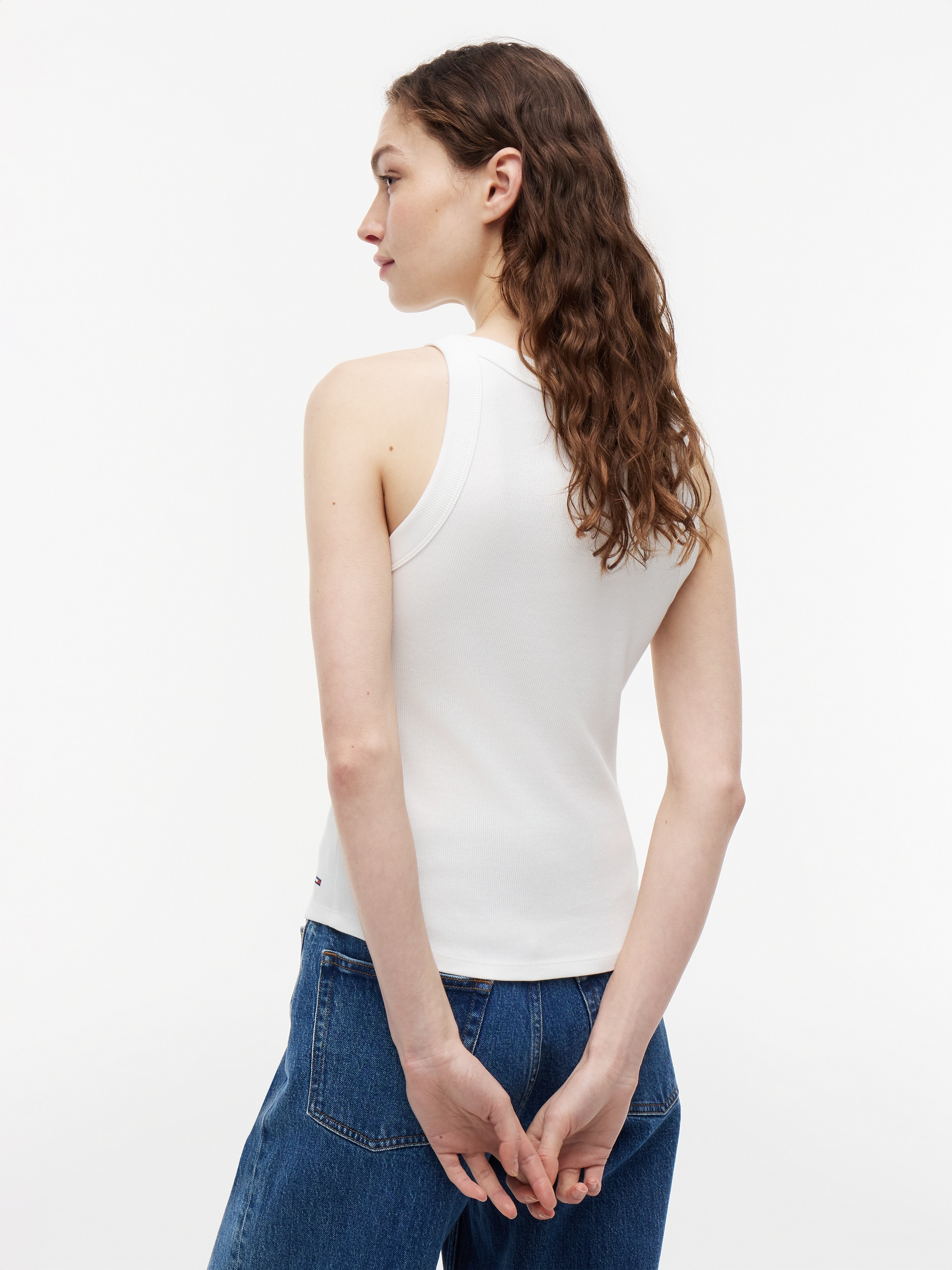 Tommy Jeans Ripptanktop »TJW SLIM ESS LOGO 1 RIB TANK« Baumwollmischung, slim fit, in gerippter Struktur