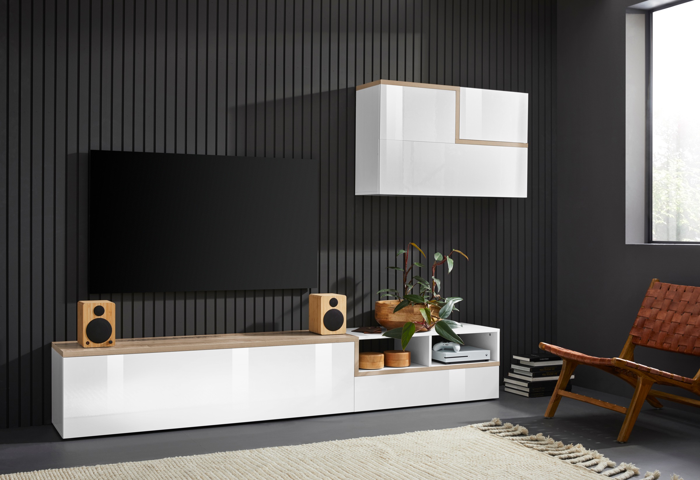 Image of Tecnos Wohnwand »Zet«, (Set, 2 St.), Korpus/ Front in weiss Hochglanz bei Ackermann Versand Schweiz