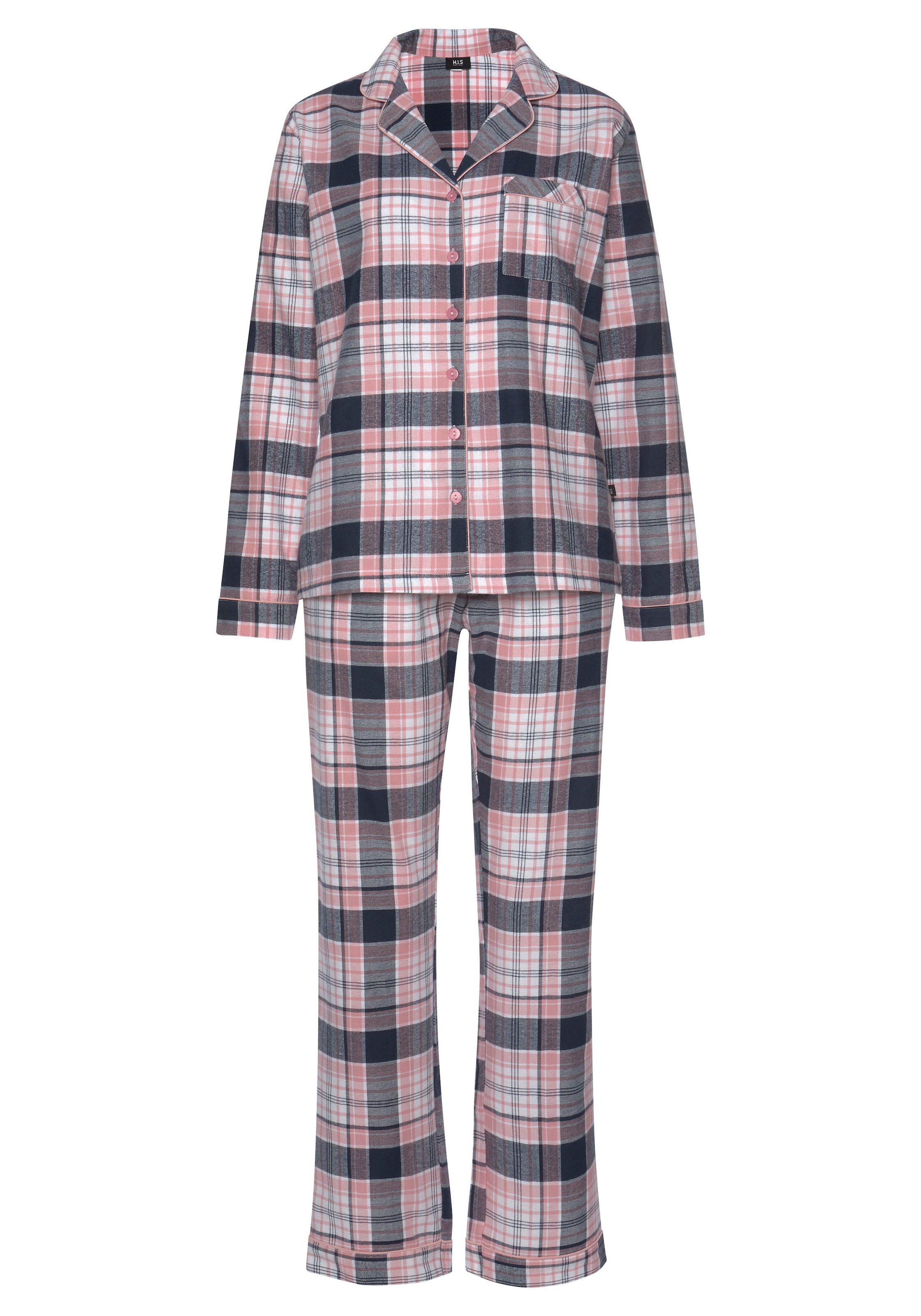 H.I.S Pyjama, (Set, 2 tlg.), aus Flanell mit Allover-Karomuster