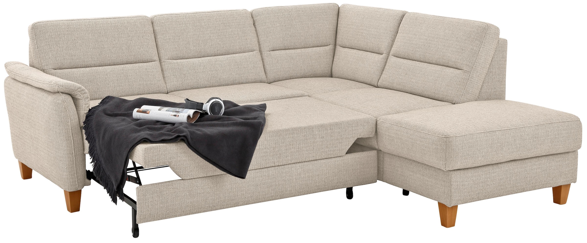 Home affaire Ecksofa »Palmera L-Form«, Federkern, wahlweise mit Bettfunktion und mit/ohne Stauraum