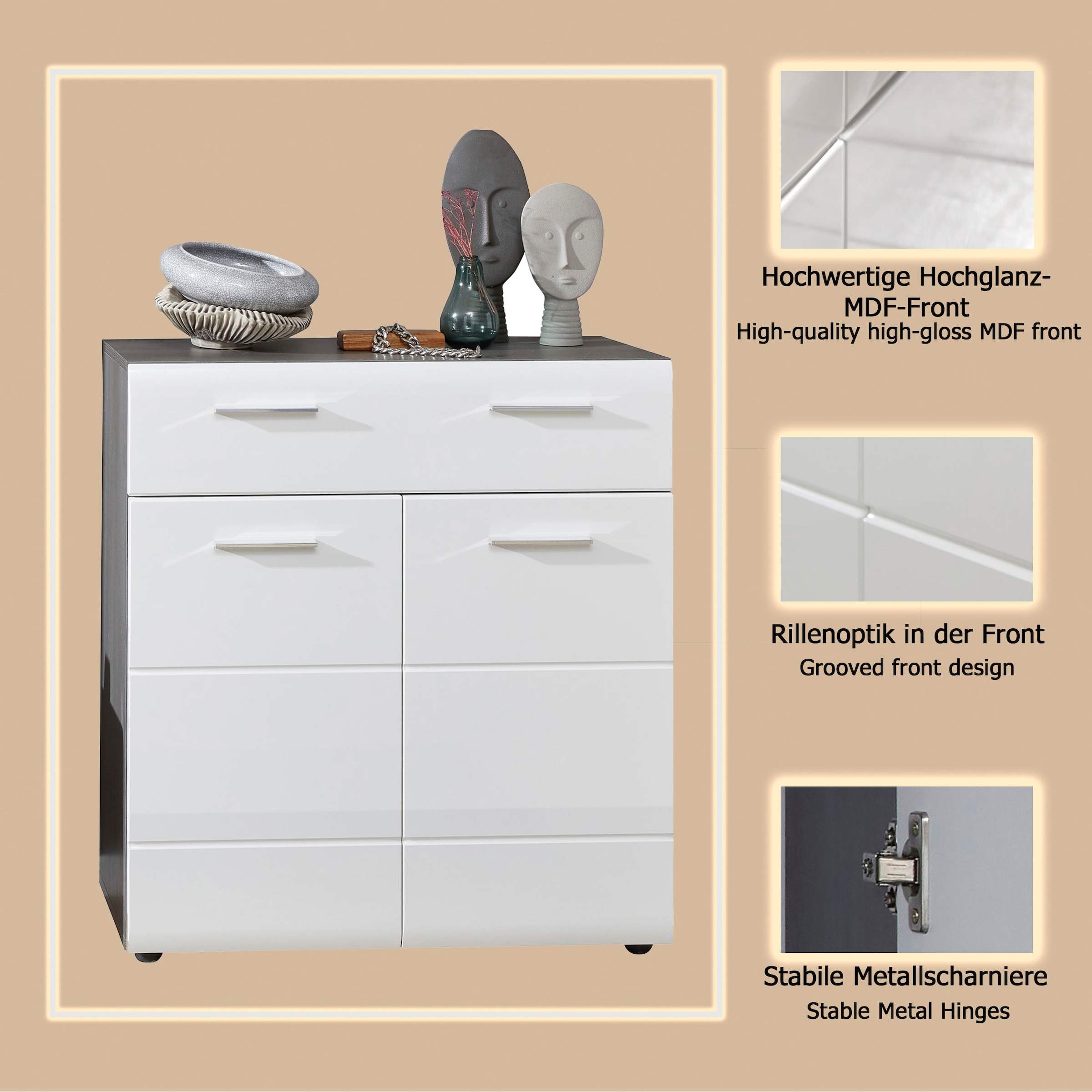 INOSIGN Commode à chaussures »Sovana« Schuhschrank mit Schublade - Kommode mit Platz für 12 Schuhpaare