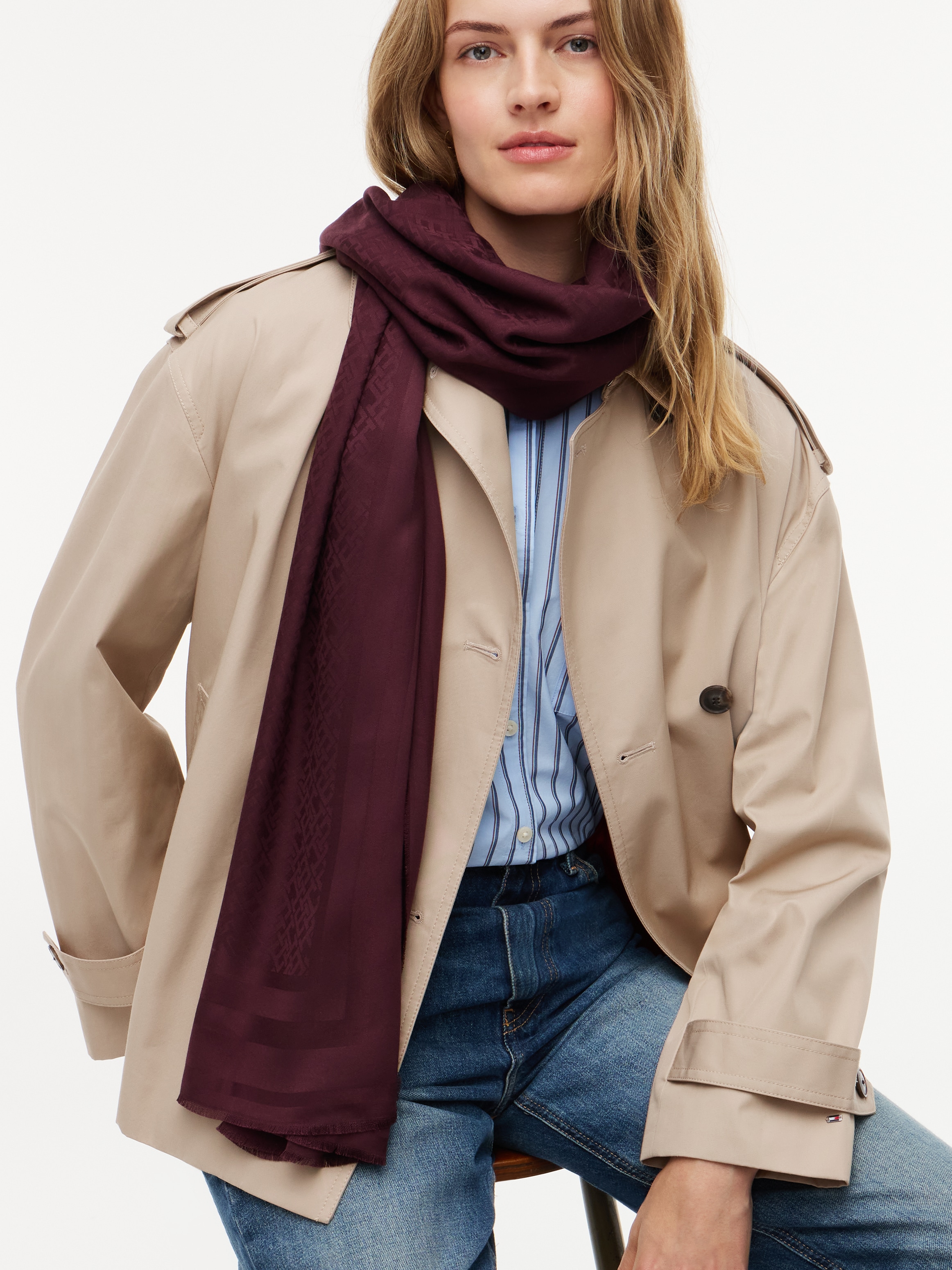 Image of Tommy Hilfiger Modeschal "TH MONOGRAM" mit Woll-Anteil