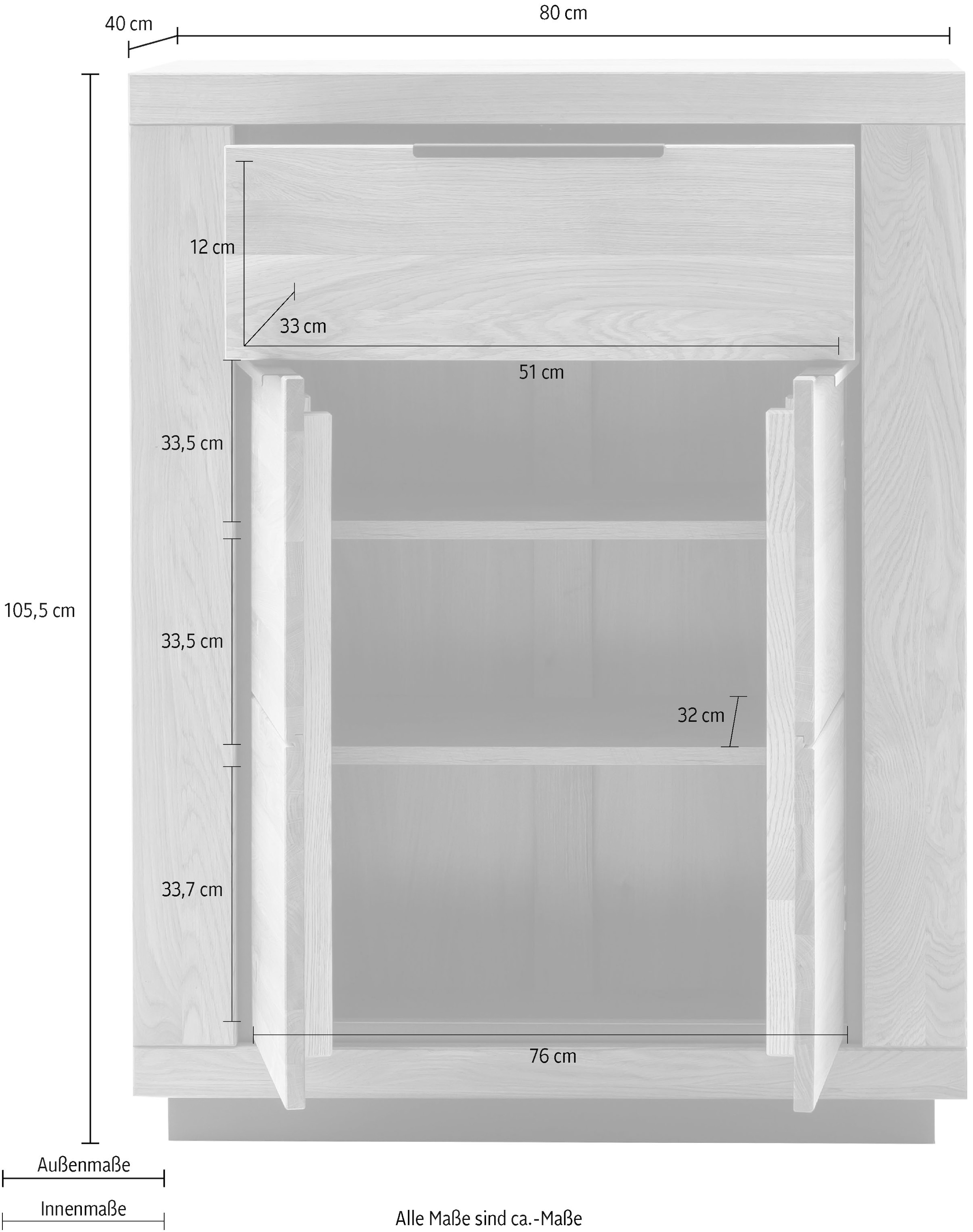 MCA living Schuhschrank »Greno Kommode«, (1 St.), 2 Holztüren, 1 Schubkasten, FSC-Mix
