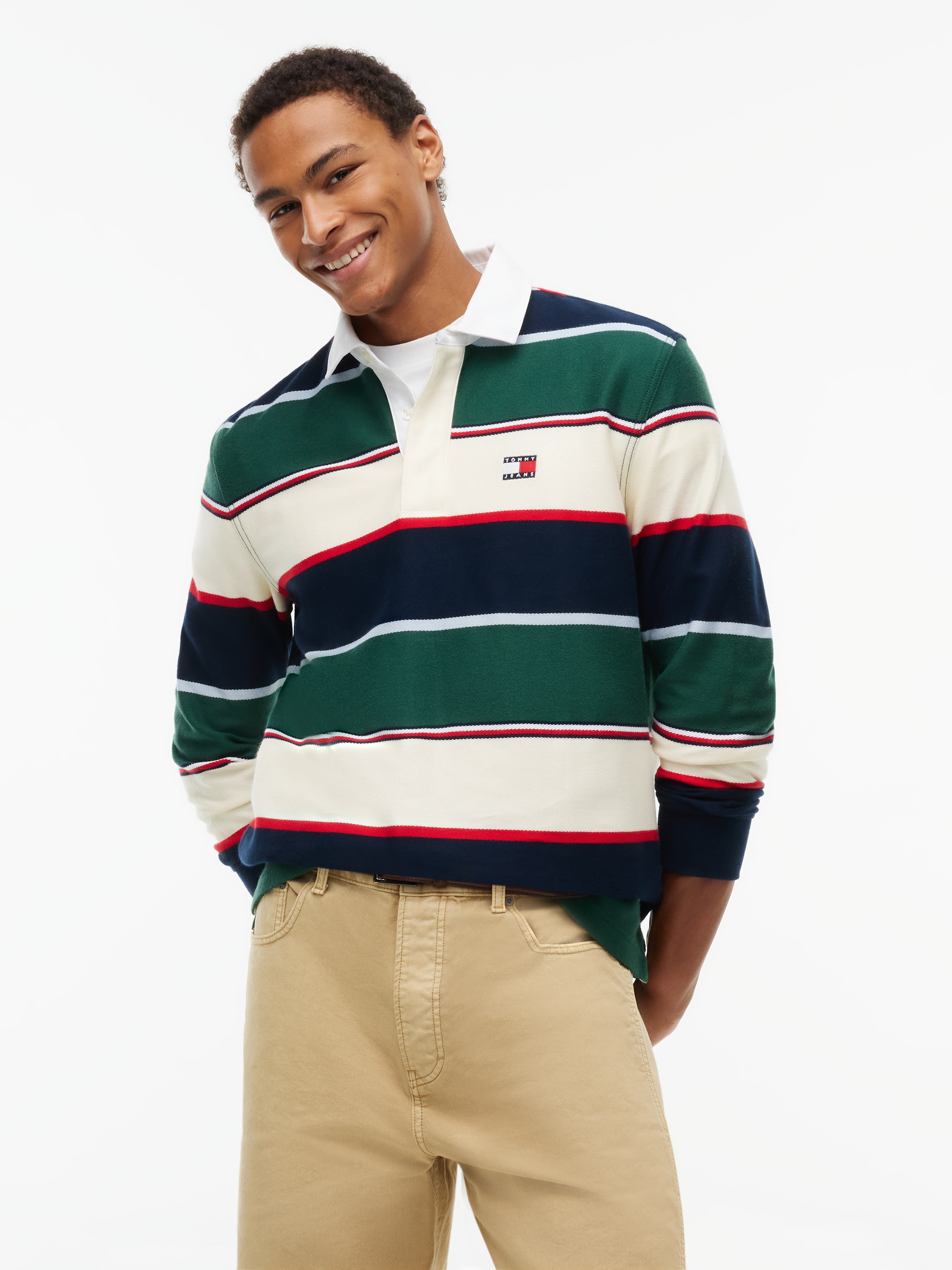 Image of Tommy Jeans Rugbyshirt "TJM RELAXED VARSITY STRIPE RUGBY"