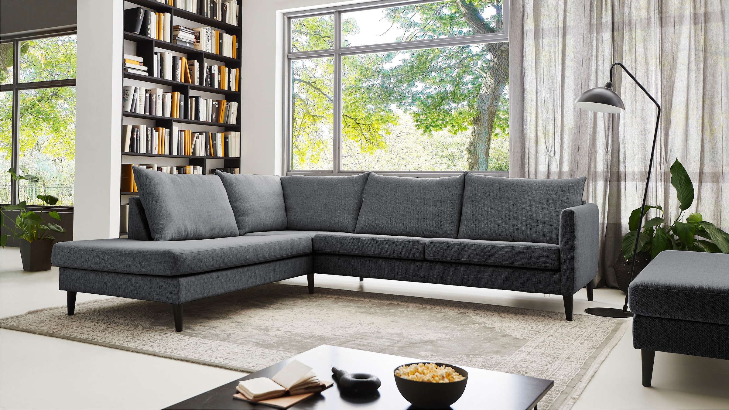 ATLANTIC home collection Ecksofa »Rekvik L-Form«, mit Wellenunterfederung, mit Massivholzfüssen