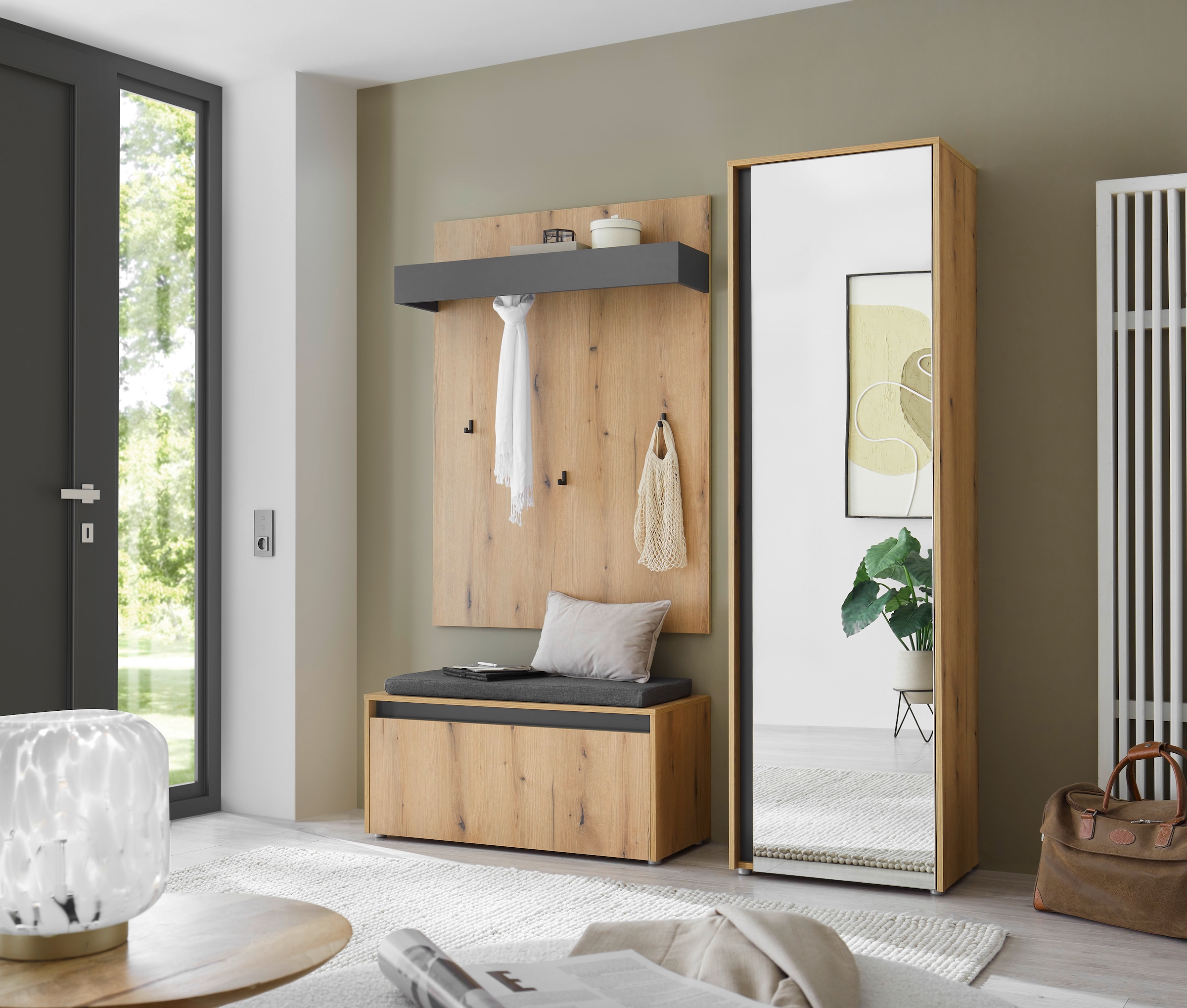 Home affaire Garderobenpaneel »GiRON/CiTY, Wandregal in vier Farben, Flurgarderobe mit Hutablage« mit Kleiderstange und Haken, 100 cm breit