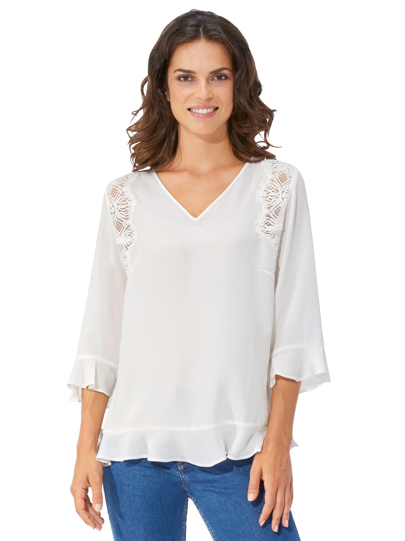 Bluse mit transparenter Spitze