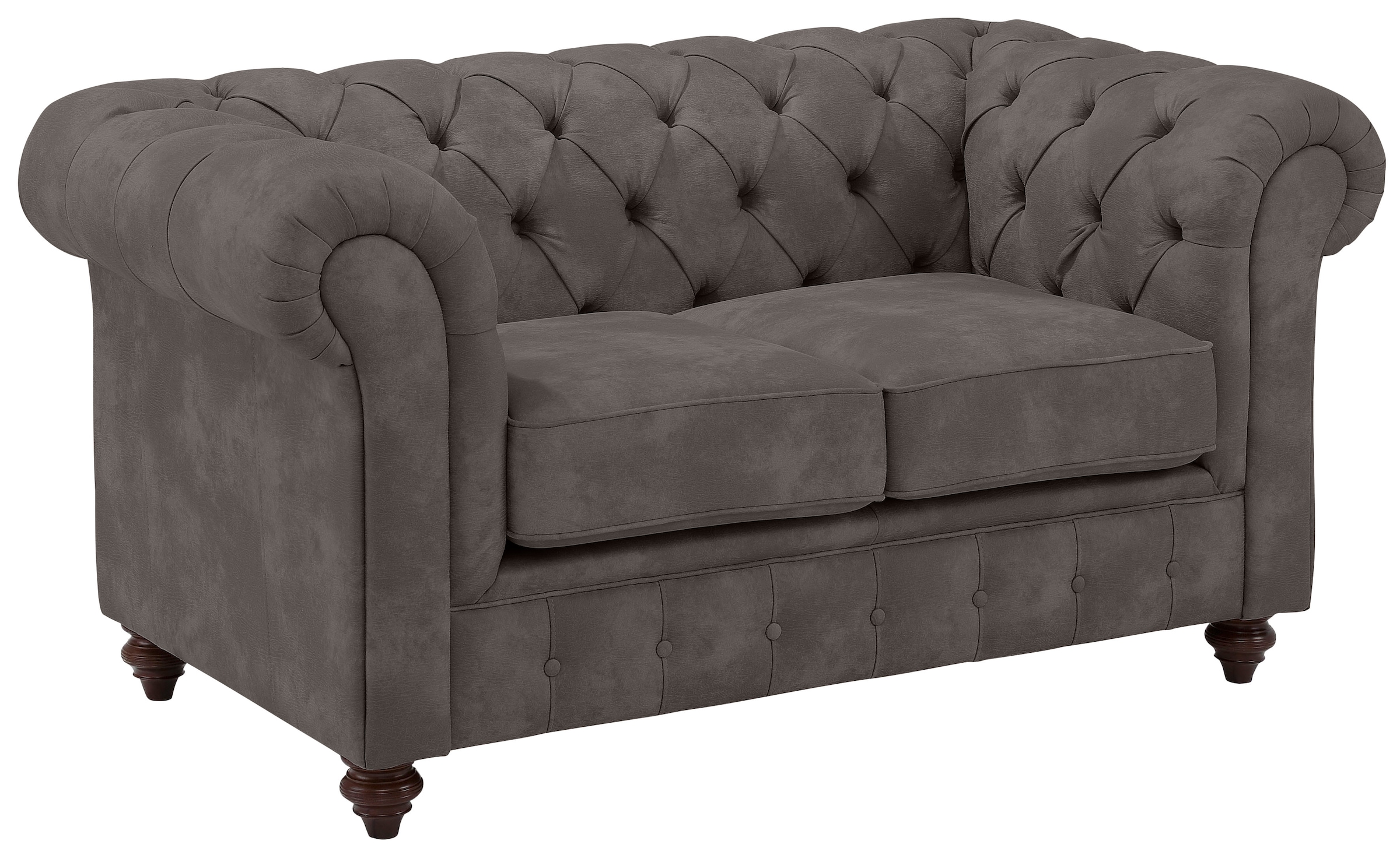 Home affaire Chesterfield-Sofa »Chesterfield 2-Sitzer B/T/H: 150/89/74 cm«, mit hochwertiger Knopfheftung, auch in Leder