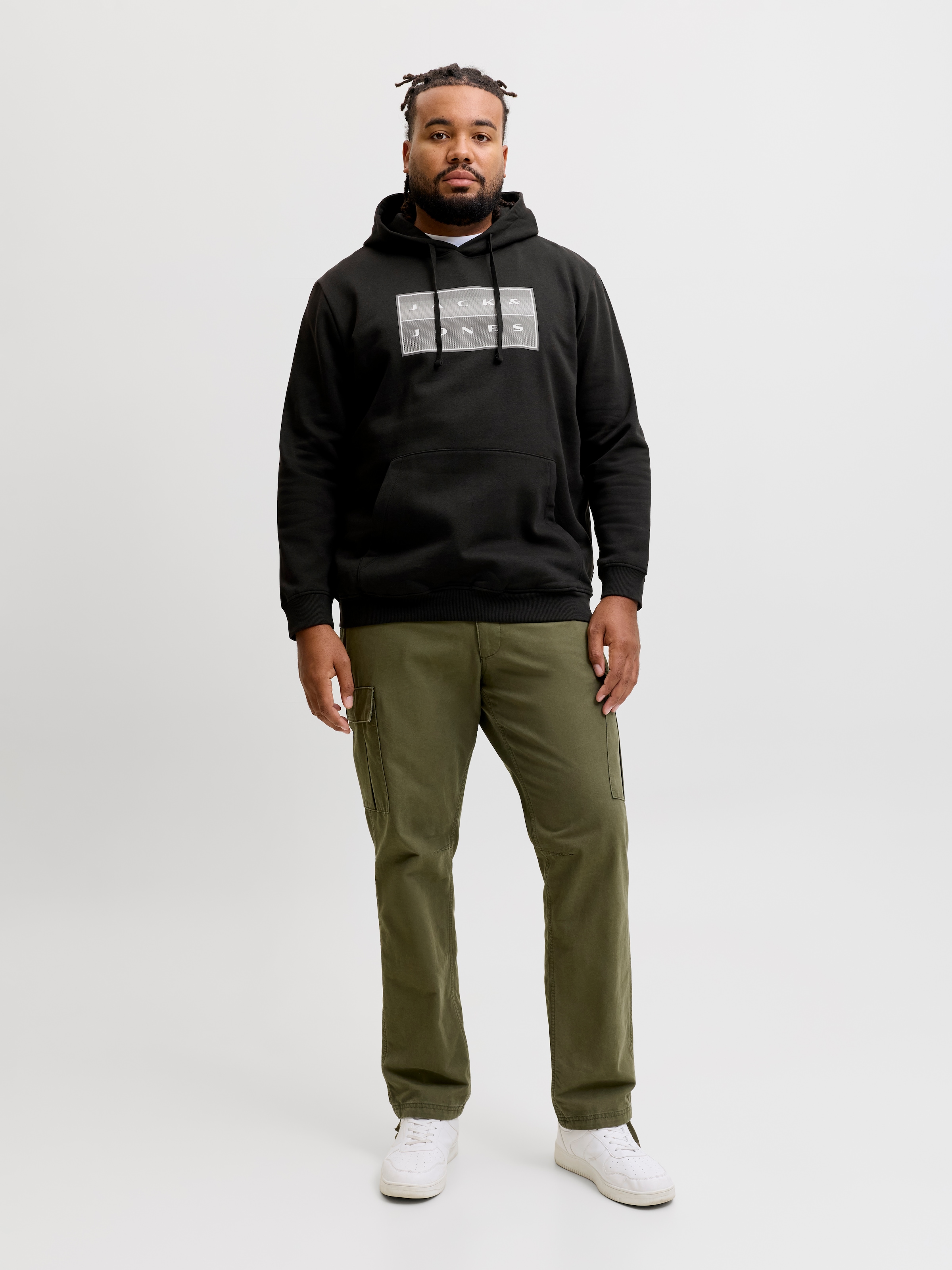 Jack & Jones PlusSize Sweat à capuche »JCOFUSION BOX SWEAT HOOD PLS«, mélange coton, coupe régulière
