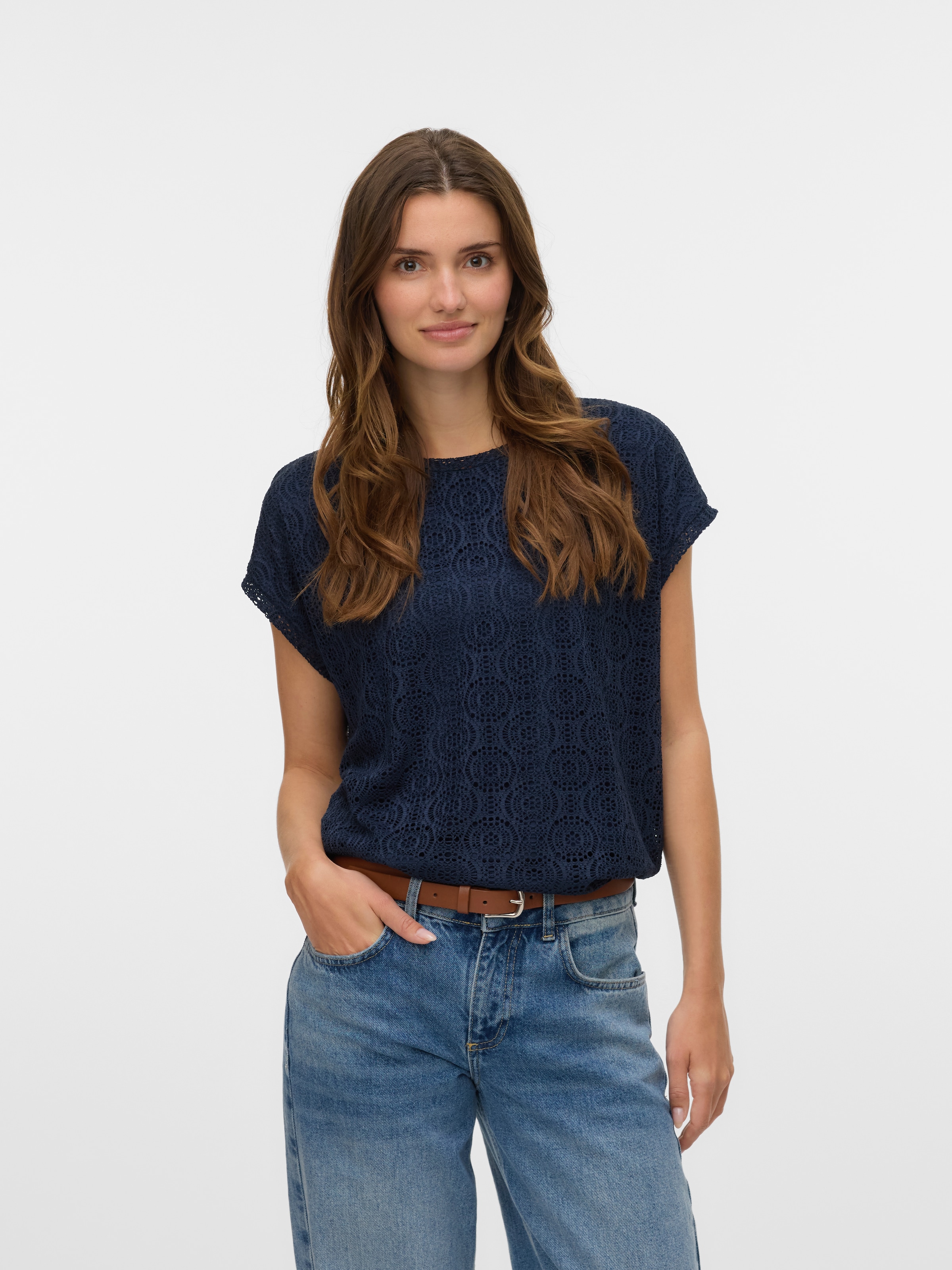 Image of Vero Moda T-Shirt "VMMAYA AVA SS TOP JRS VO" Materialmix, regular fit