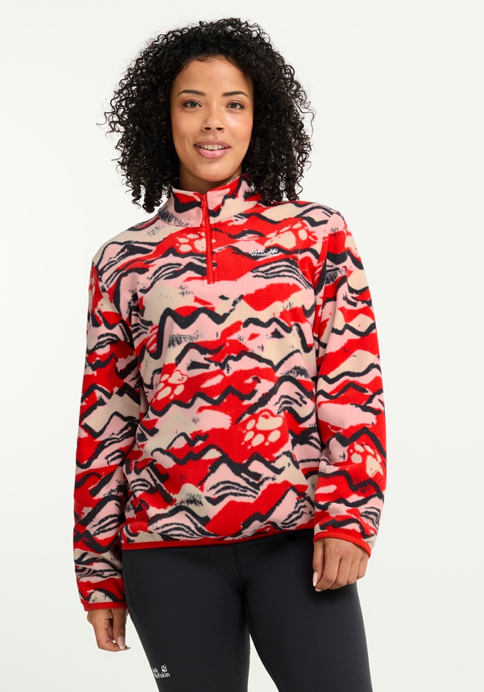 Image of Jack Wolfskin Strickfleece-Pullover "PAW ERA 100 PRINT HZ W" aus Strickfleece, mit halbem Reissverschluss, mit Rundhalsausschnitt