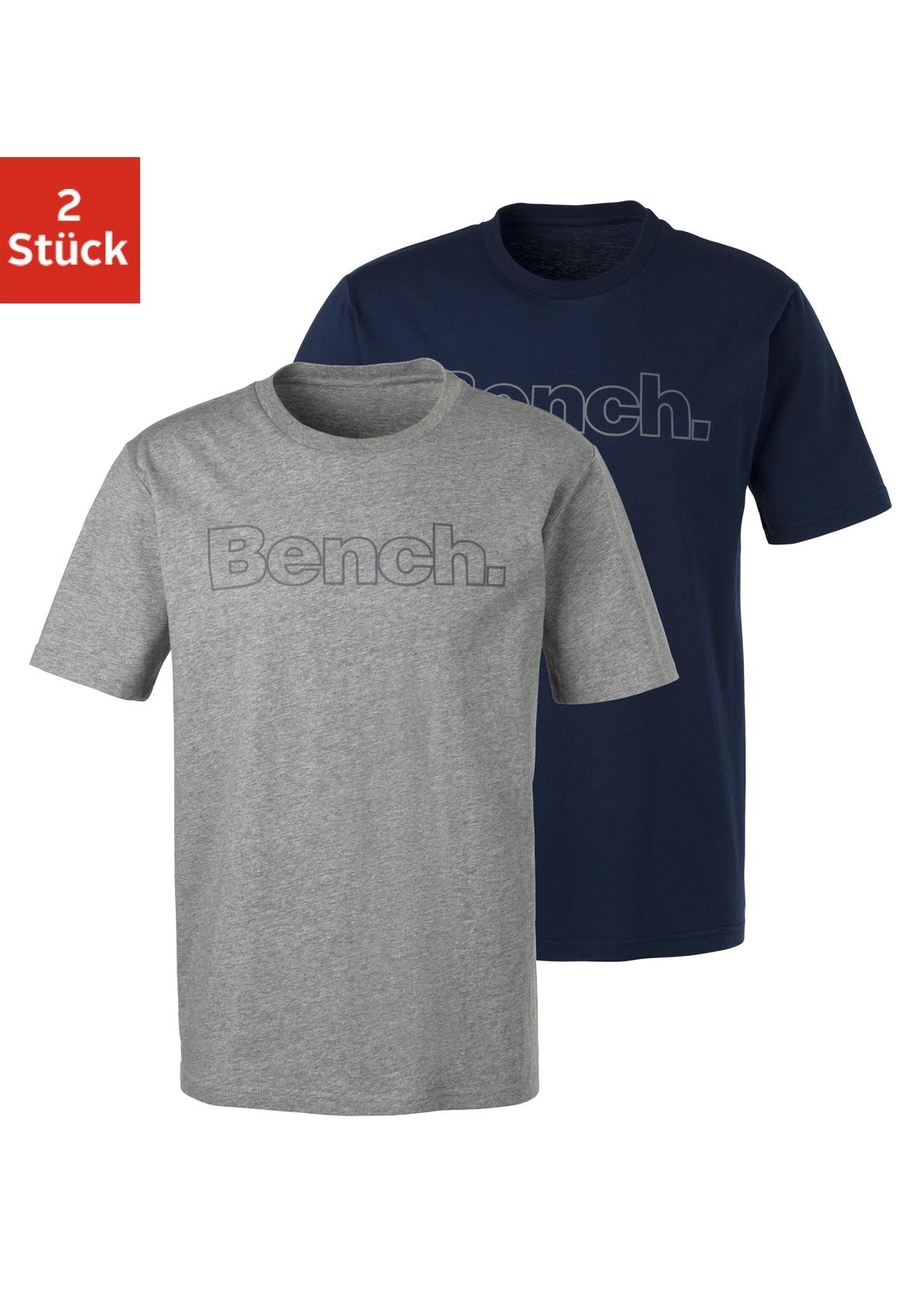 Image of Bench. Loungewear T-Shirt 2 Stk. Shirt mit Logoprint, Basicshirt mit Rundhals aus reiner Baumwolle