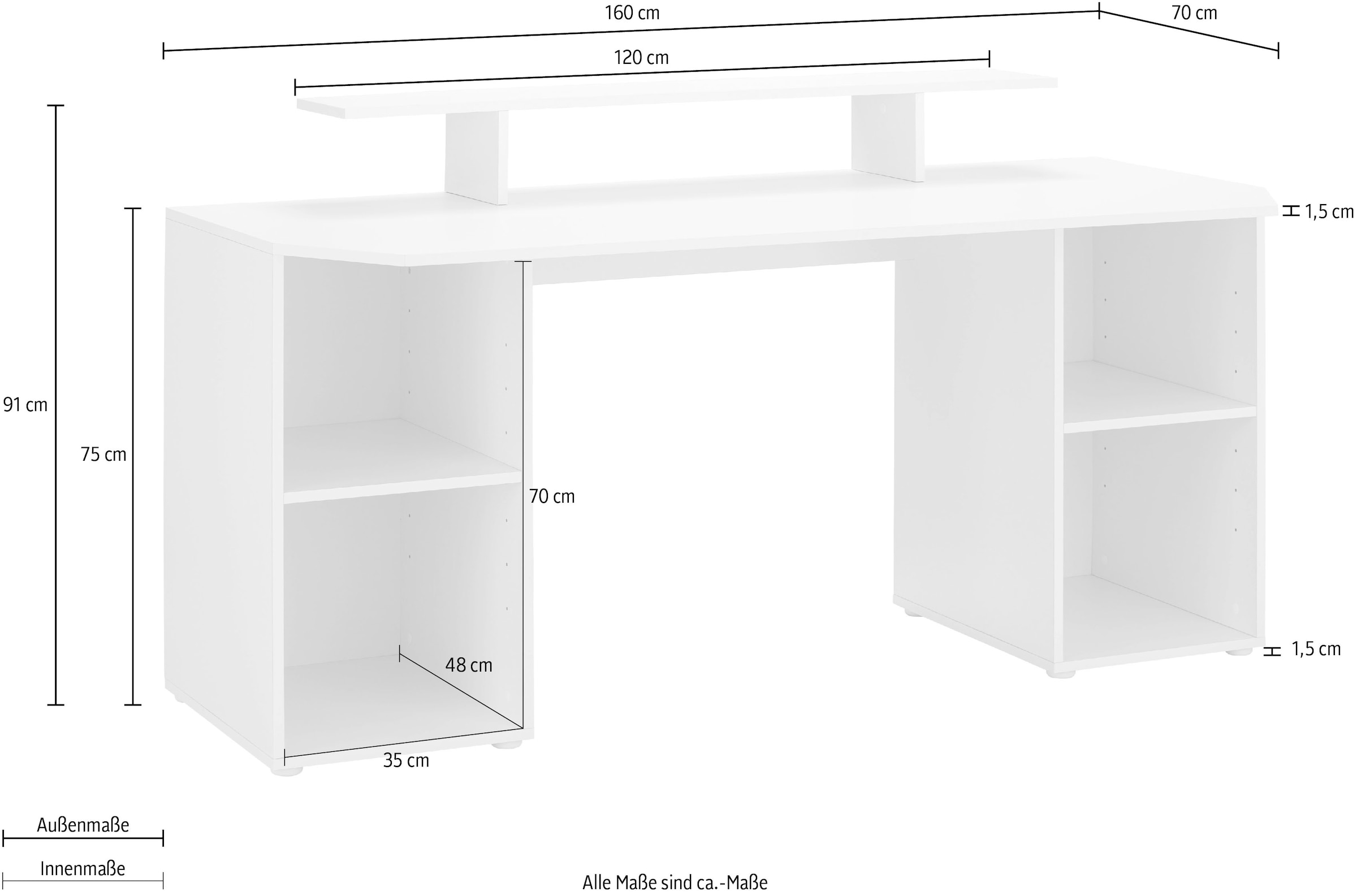 mit viel jetzt cm, Gamingtisch Möbel borchardt kaufen Stauraum »Tippy«, Breite 160 Schreibtisch