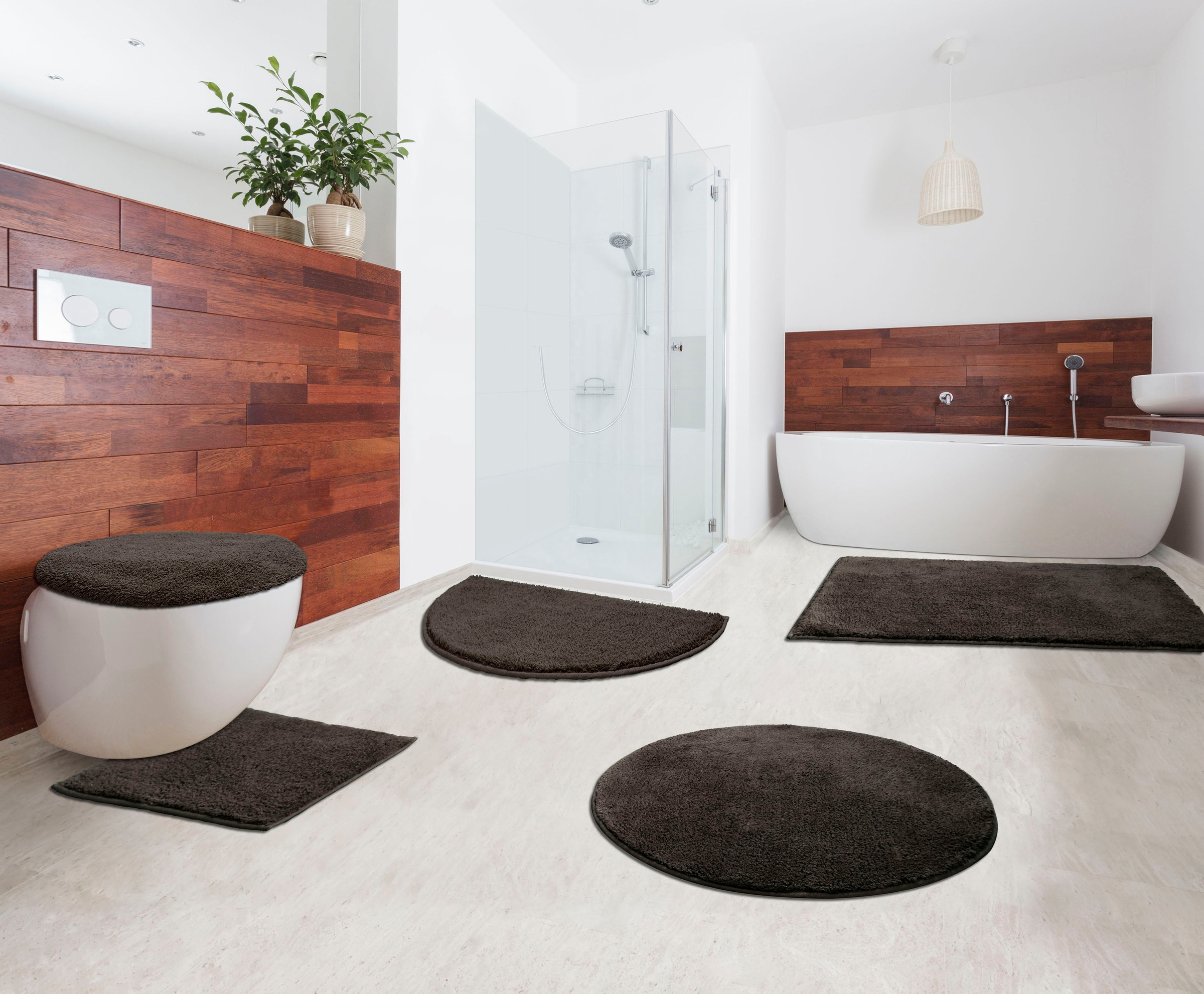 my home Badematte »Maren, Badvorleger, Badezimmer Teppich«, rutschhemmend beschichtet, fussbodenheizungsgeeignet, Bio-Baumwolle, Badteppich, Badematten auch als 3 teiliges Set