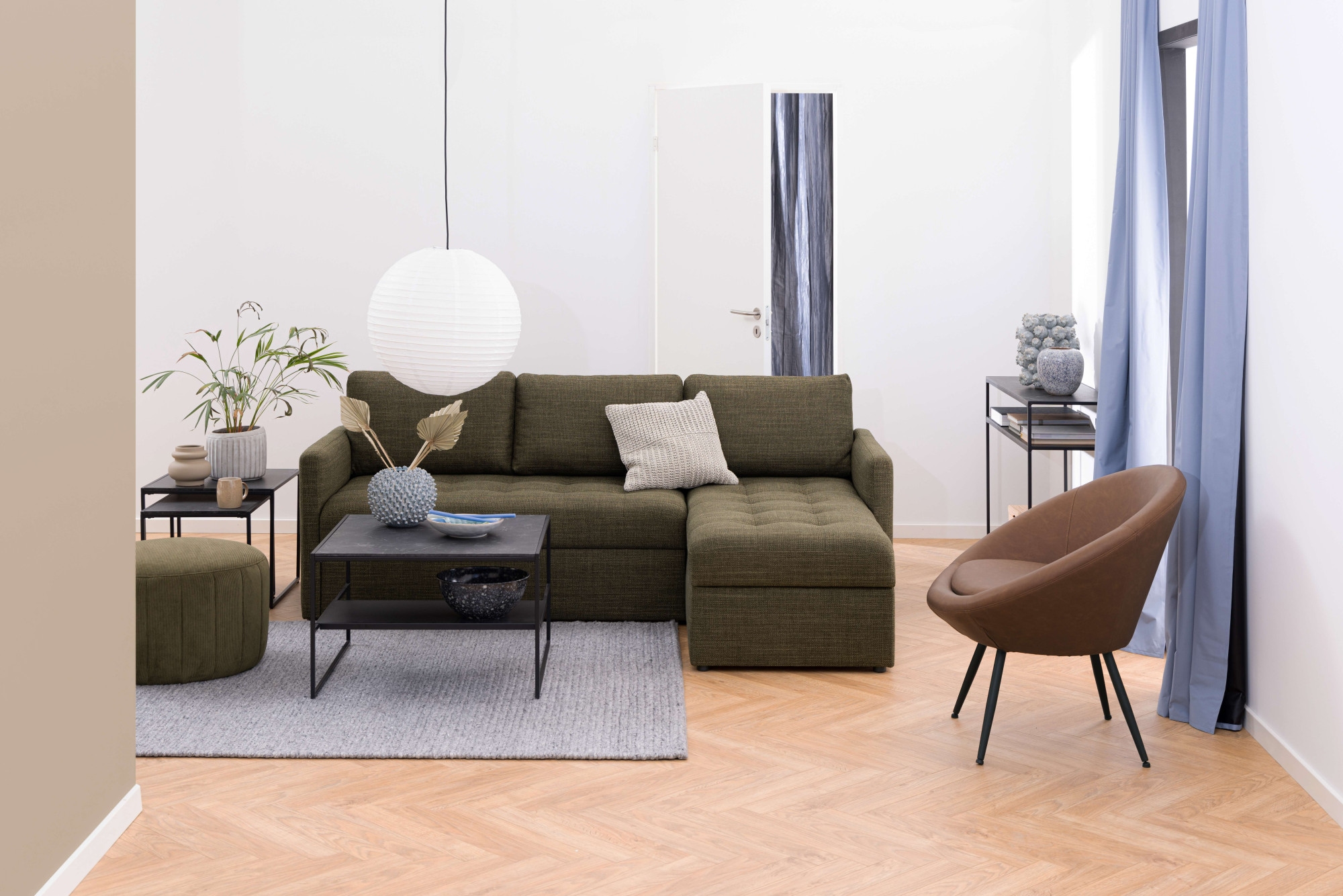 ACTONA GROUP Beistelltisch »Infinity« Set, 3 Stück,  Satz mit Tischen, Schlittenbeine aus schwarzem Metall, (Set, 2 st)