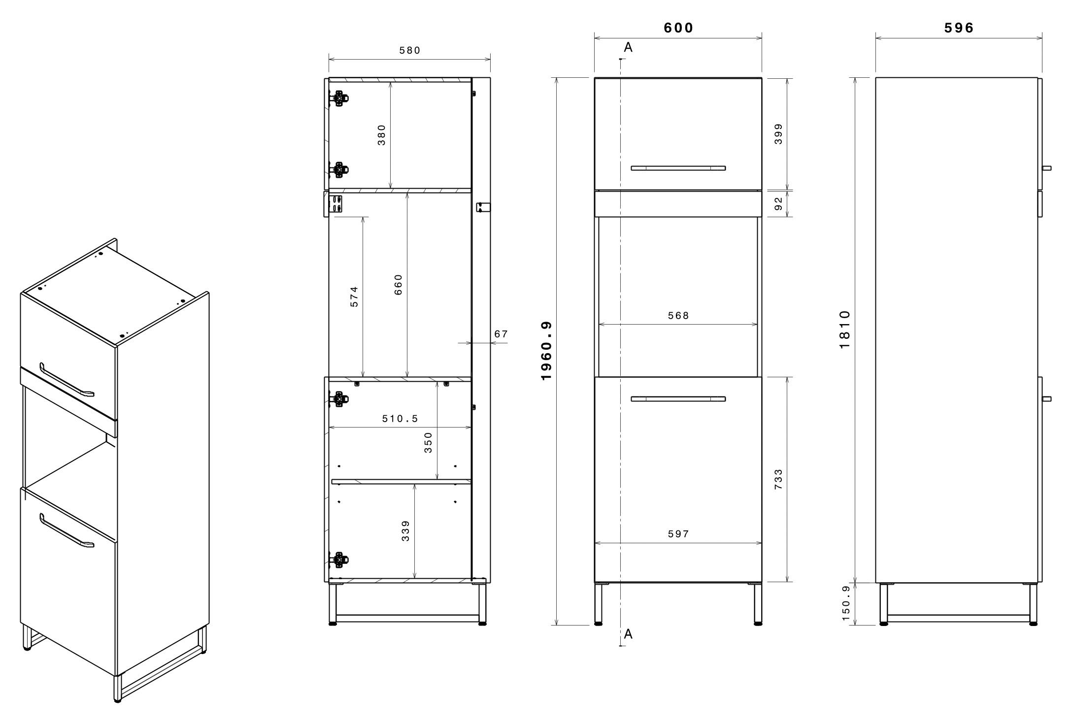 Parisot Schrank-Set »Wave 1, Küchenschrank, Buffetset, Küche« Set, 4xUnterschrank, Theke/Arbeitsplattenergänzung.,3x Hochschrank, Regal, 9 Stk. tlg.